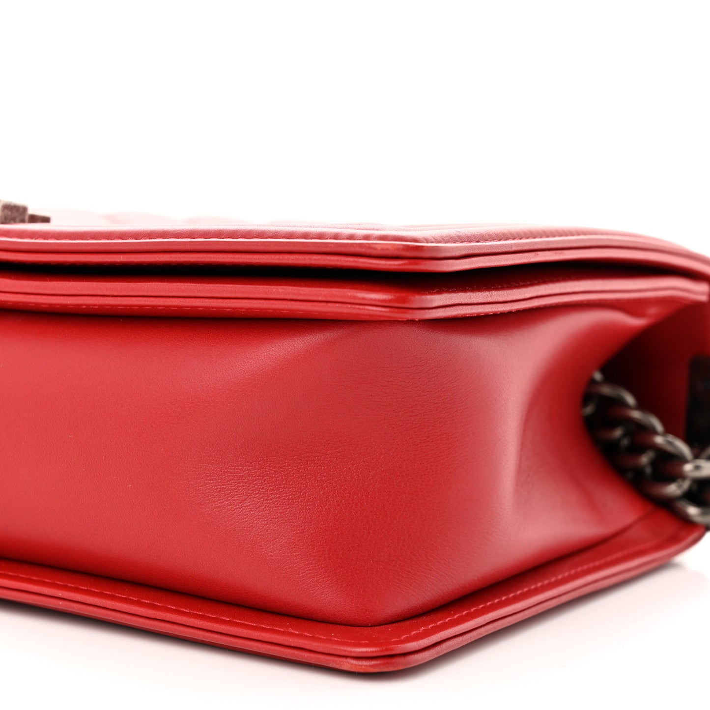 Calfskin Quilted New Medium Boy Flap Red