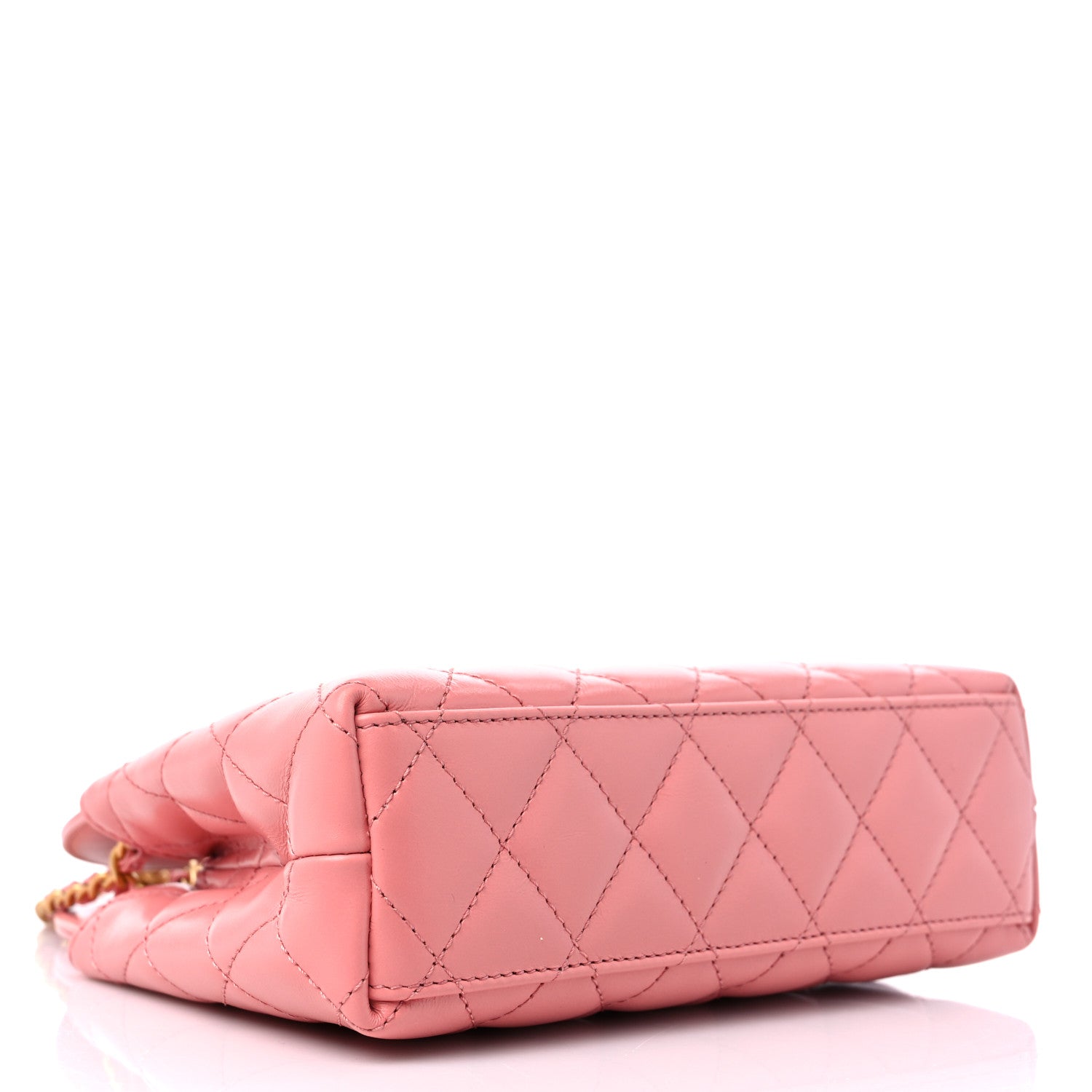 Chanel Shiny Aged Calfskin Quilted Nano Kelly Shopper Coral Pink 4 of 9