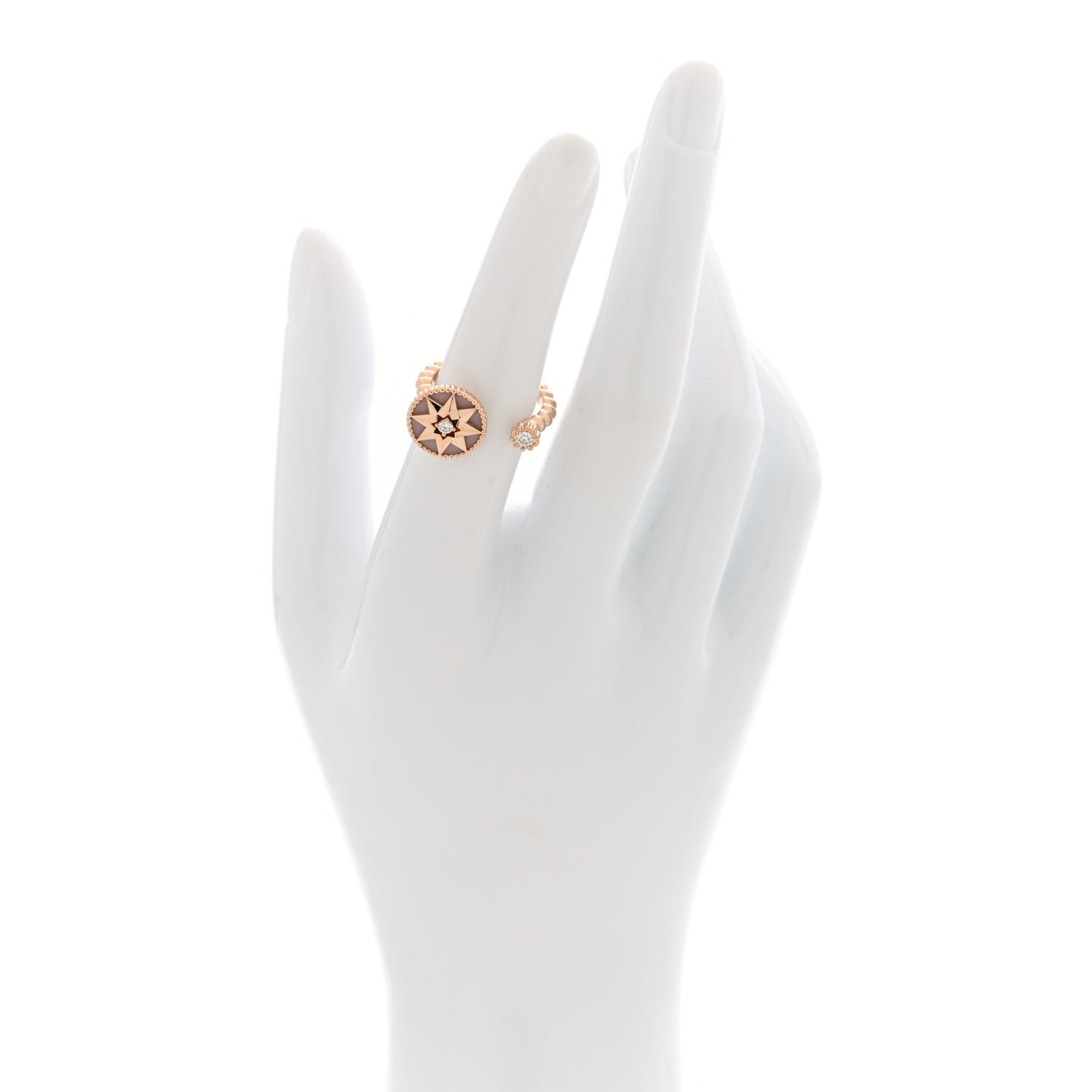 18K Rose Gold Diamond Pink Opal Rose Des Vents Ring 51 5.75