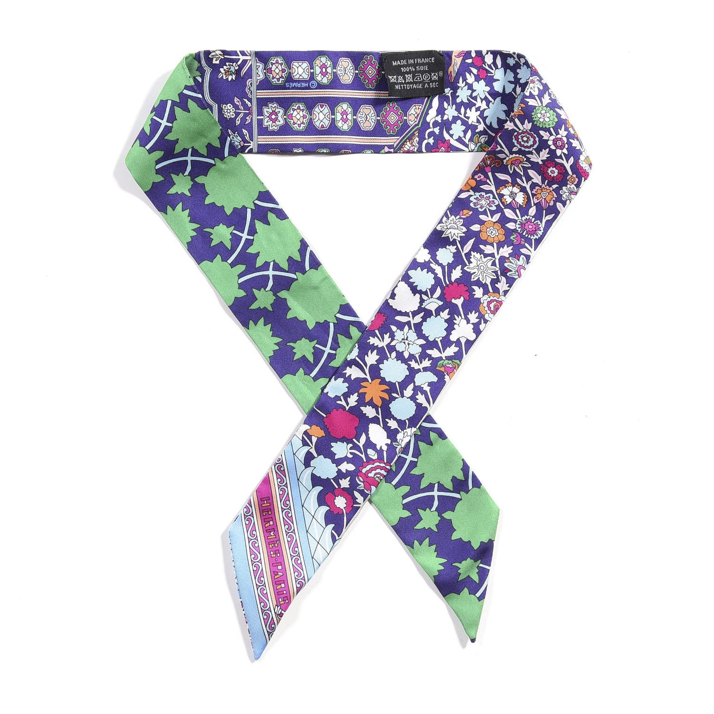 Silk Tapis Persans Twilly Vert Bleu Fuchsia