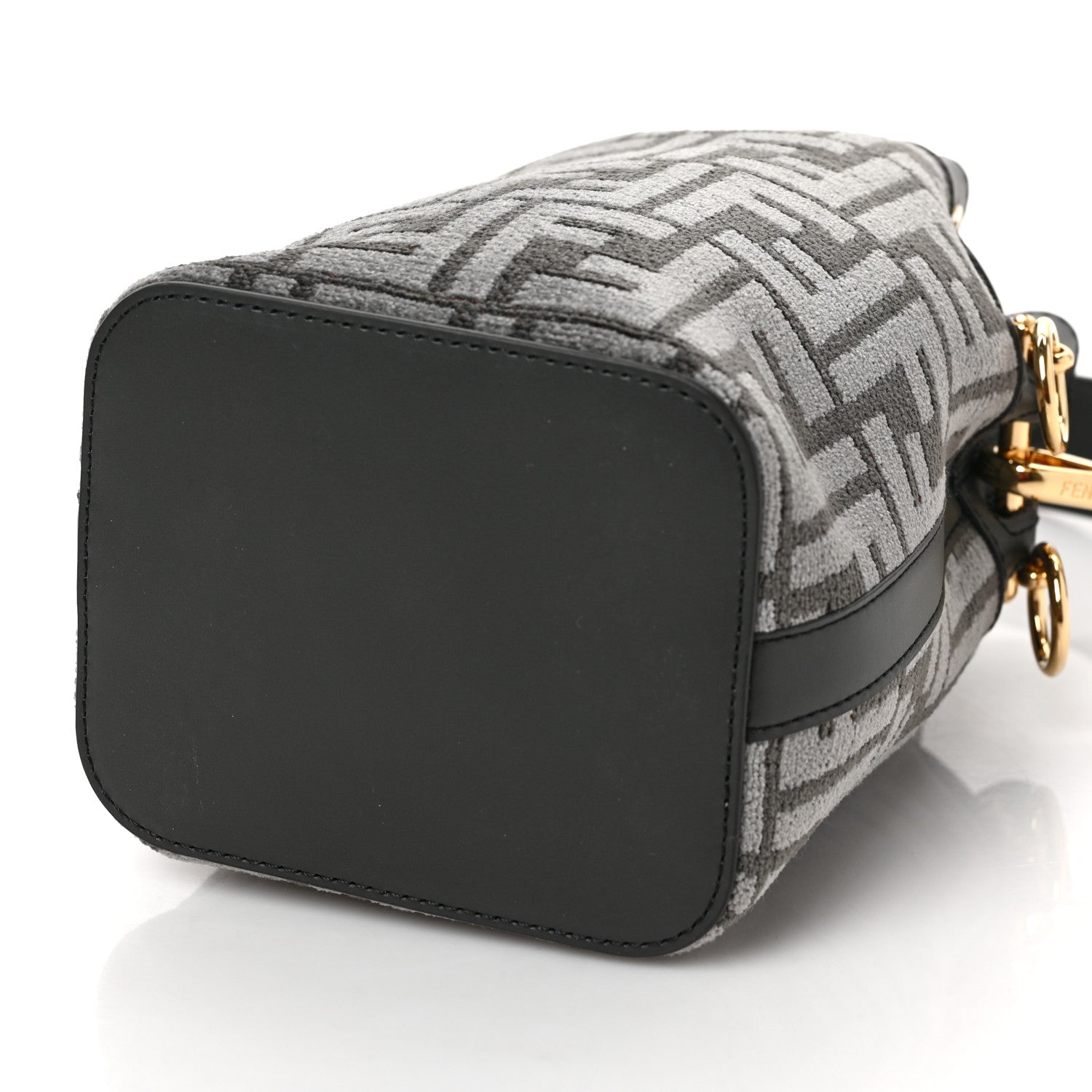 Fendi Chenille Vitello King FF Mini Mon Tresor Bucket Bag Antracite Asfalto 8 of 8