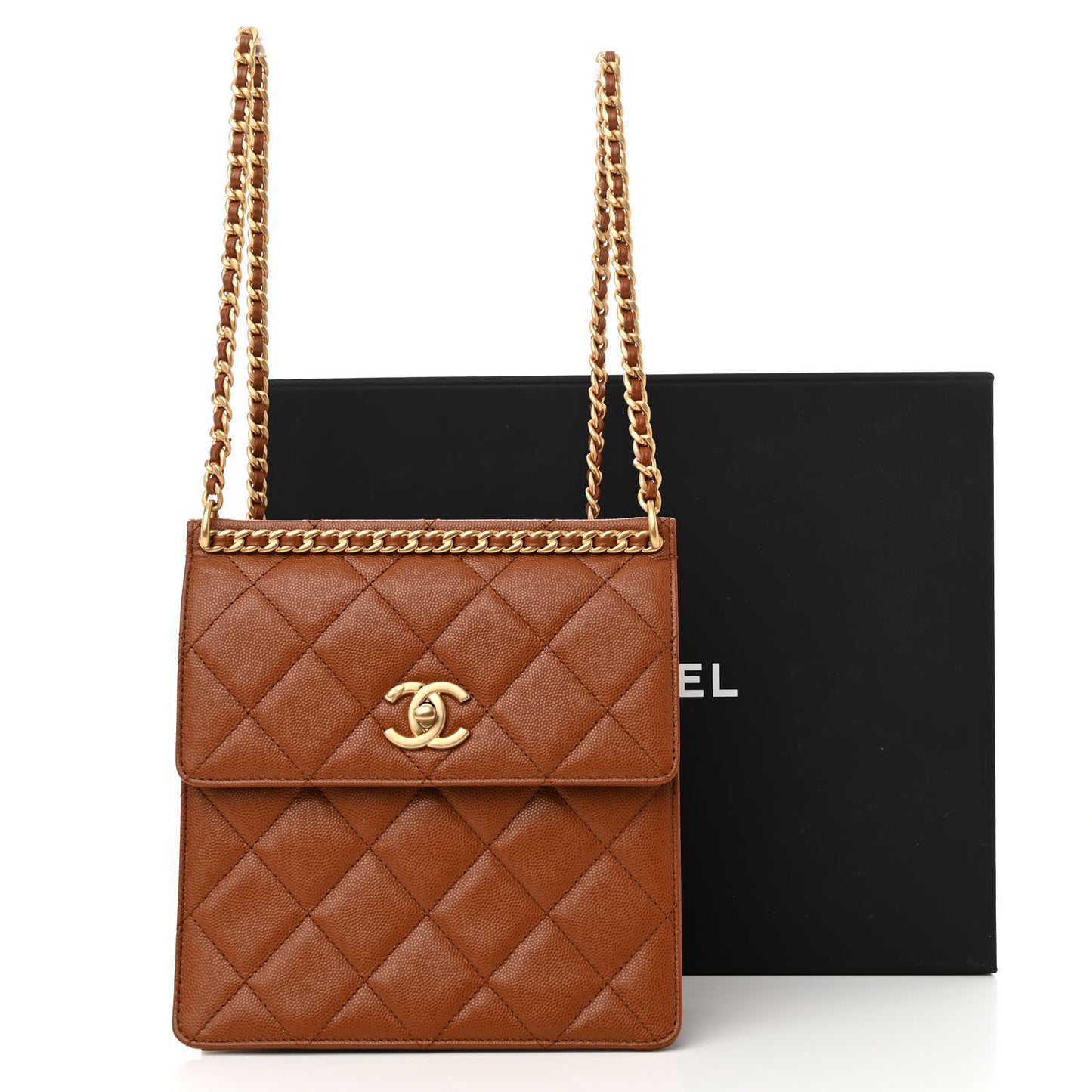 Caviar Quilted Multi Chain Backpack Light Brown