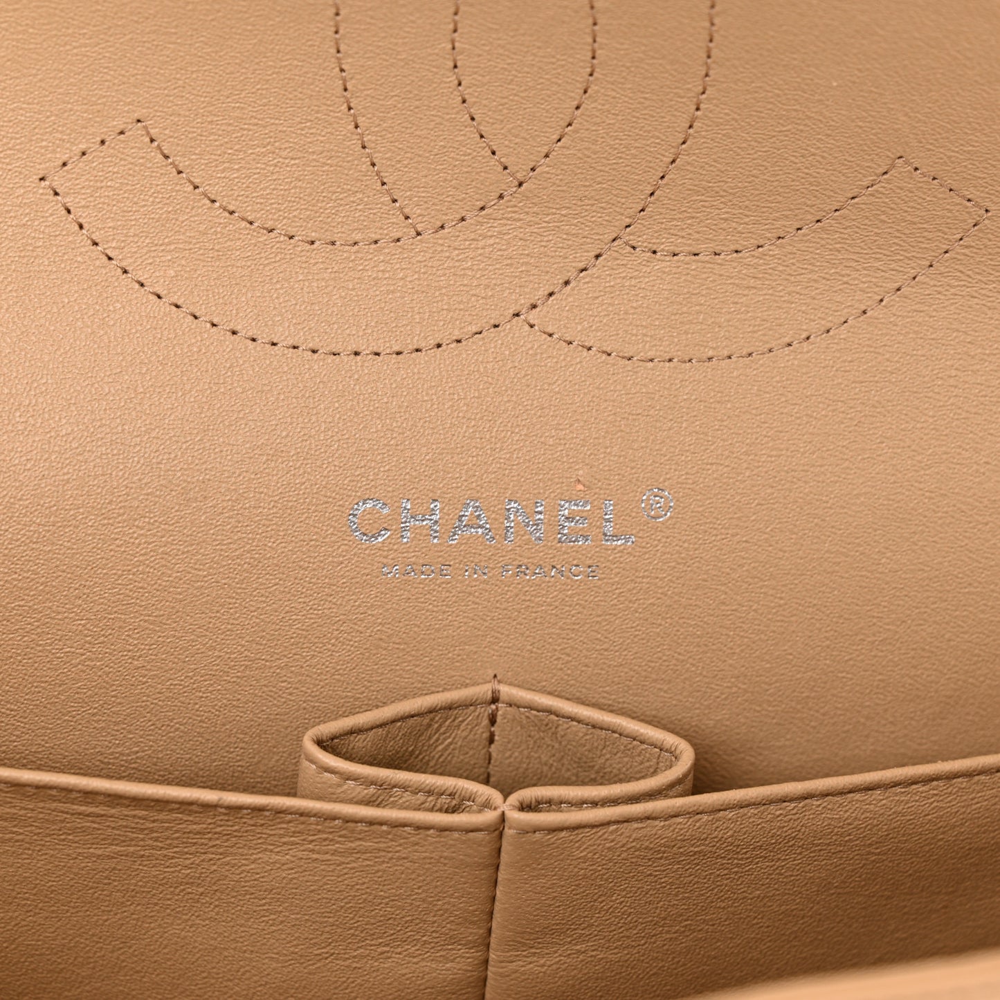 Lambskin Quilted Jumbo Double Flap Beige Clair
