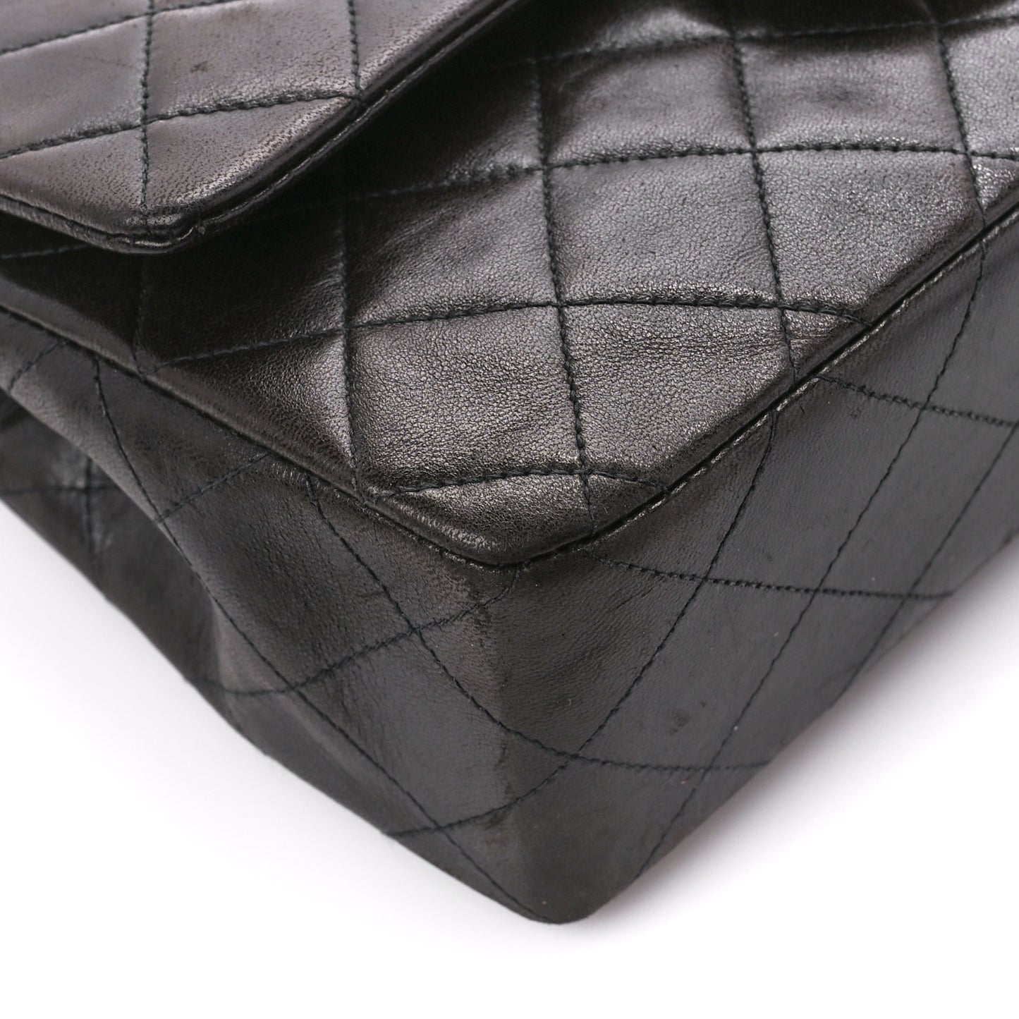 Lambskin Quilted Small Double Flap Black
