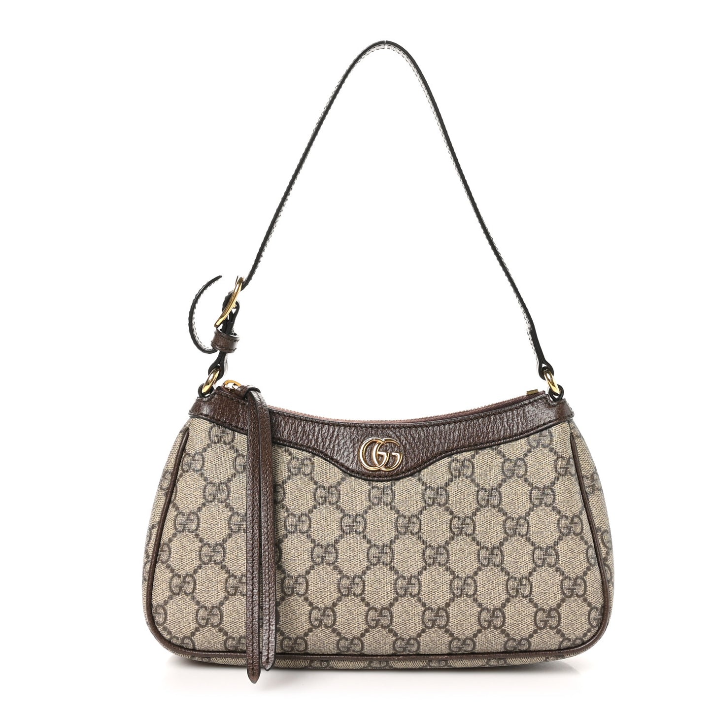GG Supreme Monogram Textured Dollar Calfskin Small Ophidia Hobo Beige Ebony New Acero