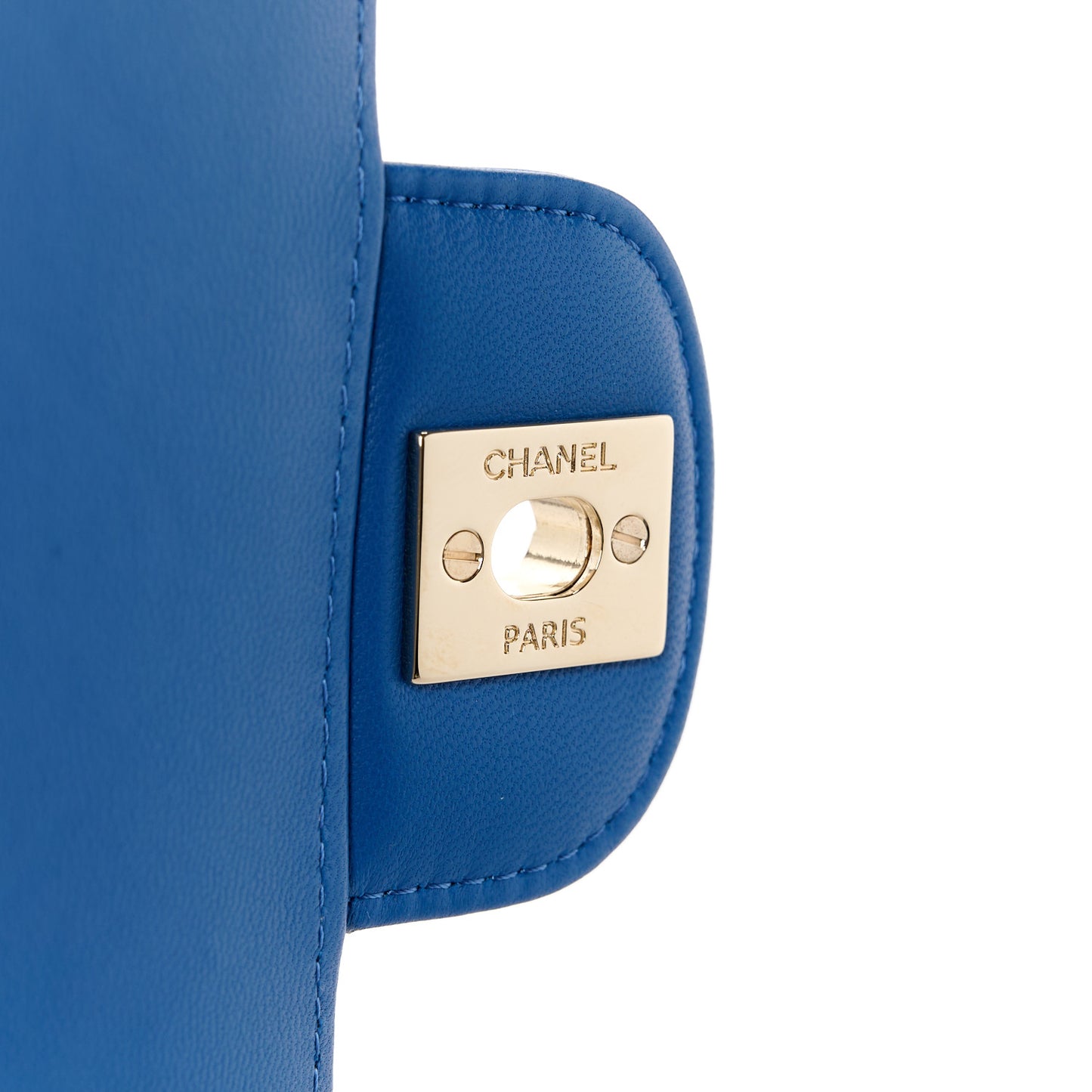 Lambskin Chevron Quilted Mini Rectangular Flap Blue