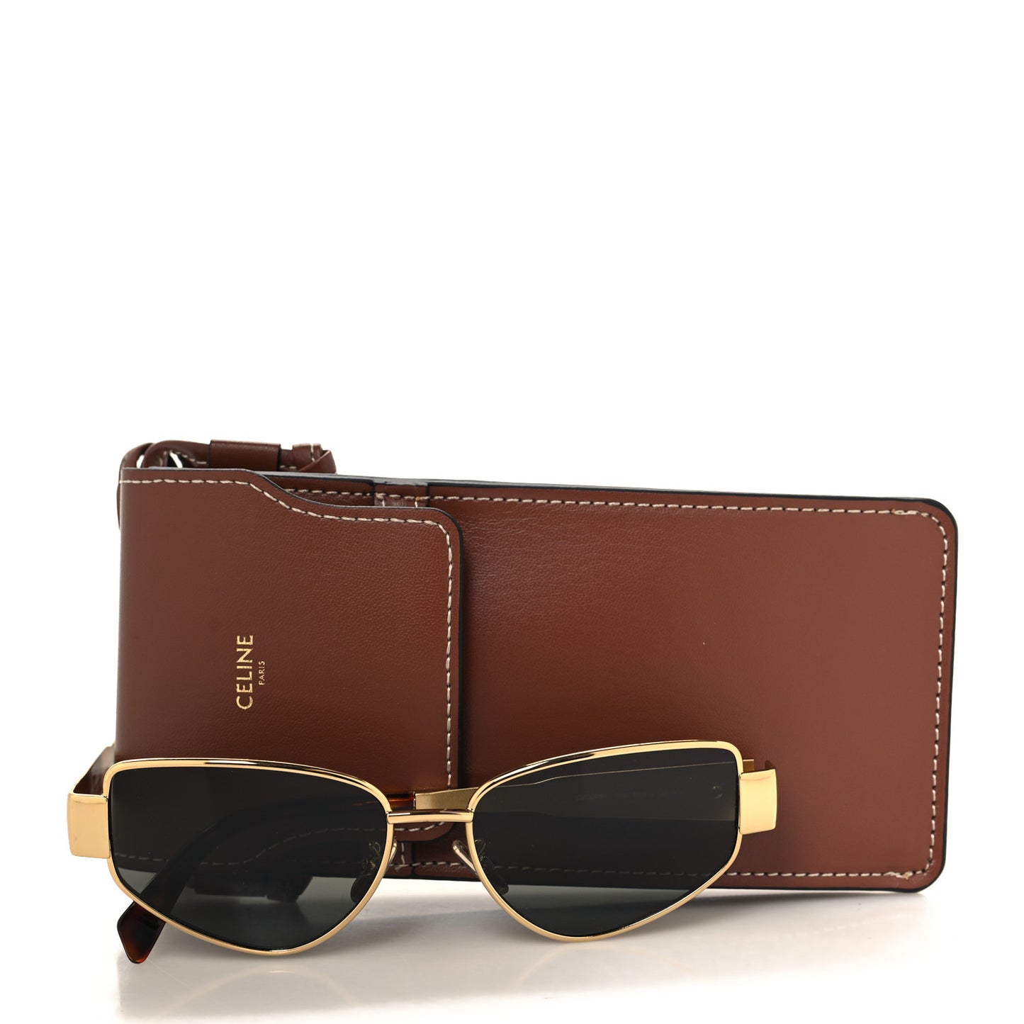 Metal Triomphe Cat Eye Sunglasses CL40293U Gold Green