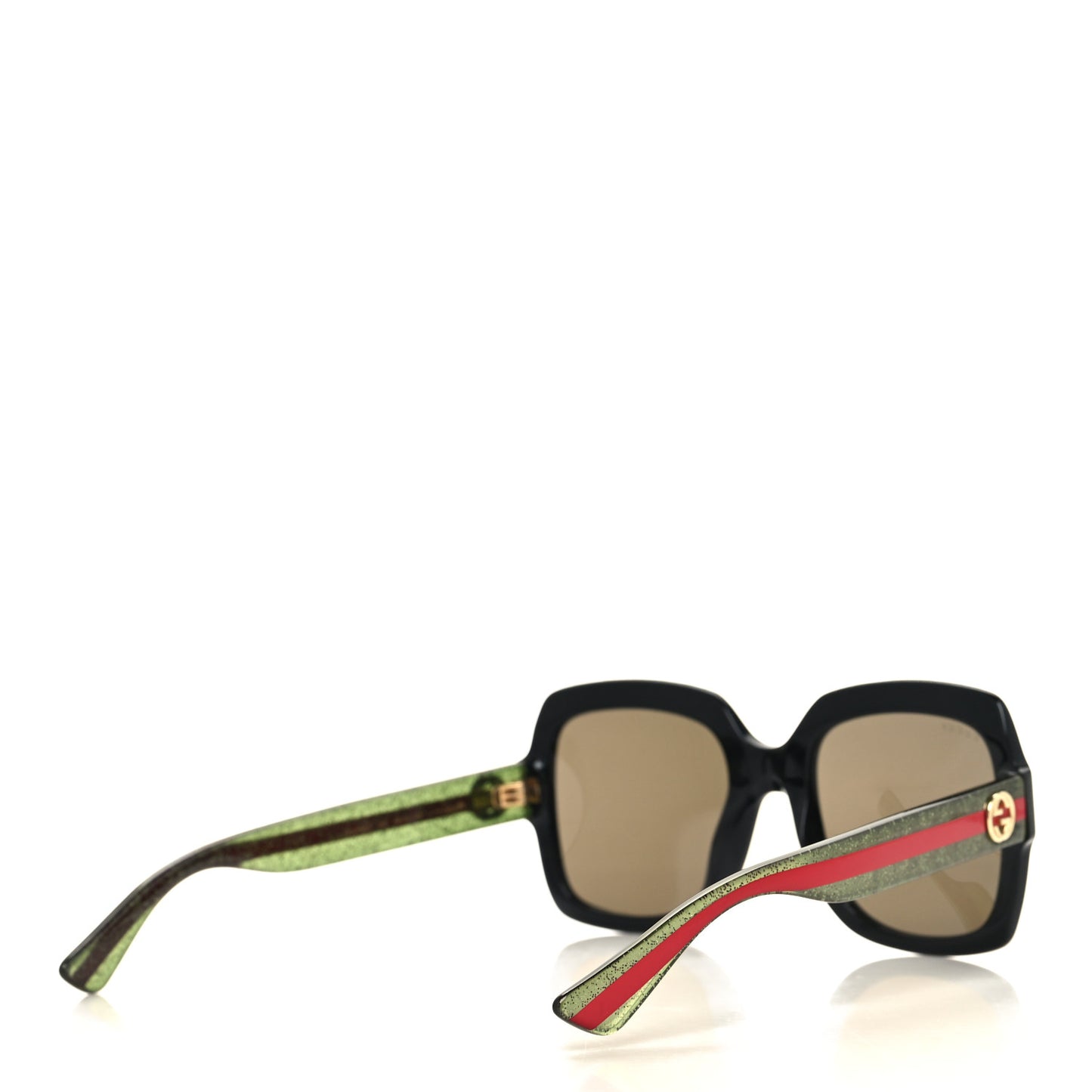 Acetate Square Frame Web Glitter Sunglasses GG0036S Black Green