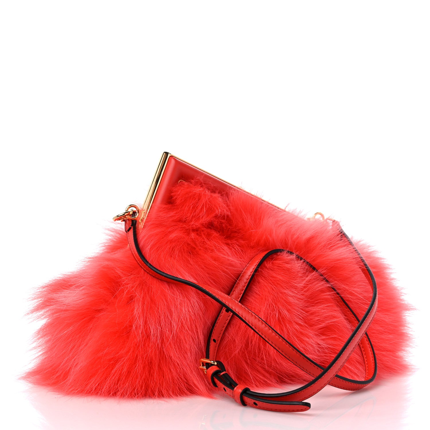 Fendi Fox Fur Shiny Nappa Small Fendi First Papavero 3 of 9