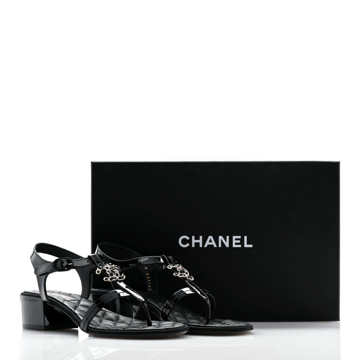 Chanel Patent CC Logo Thong Sandals 39.5 Black 10 of 10