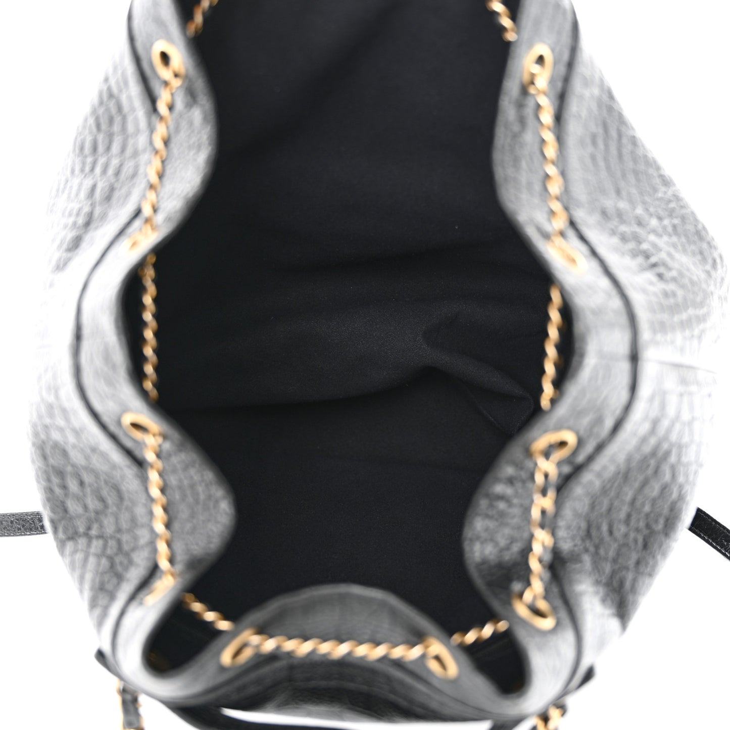 Calfskin Crocodile Embossed Large Backpack Black