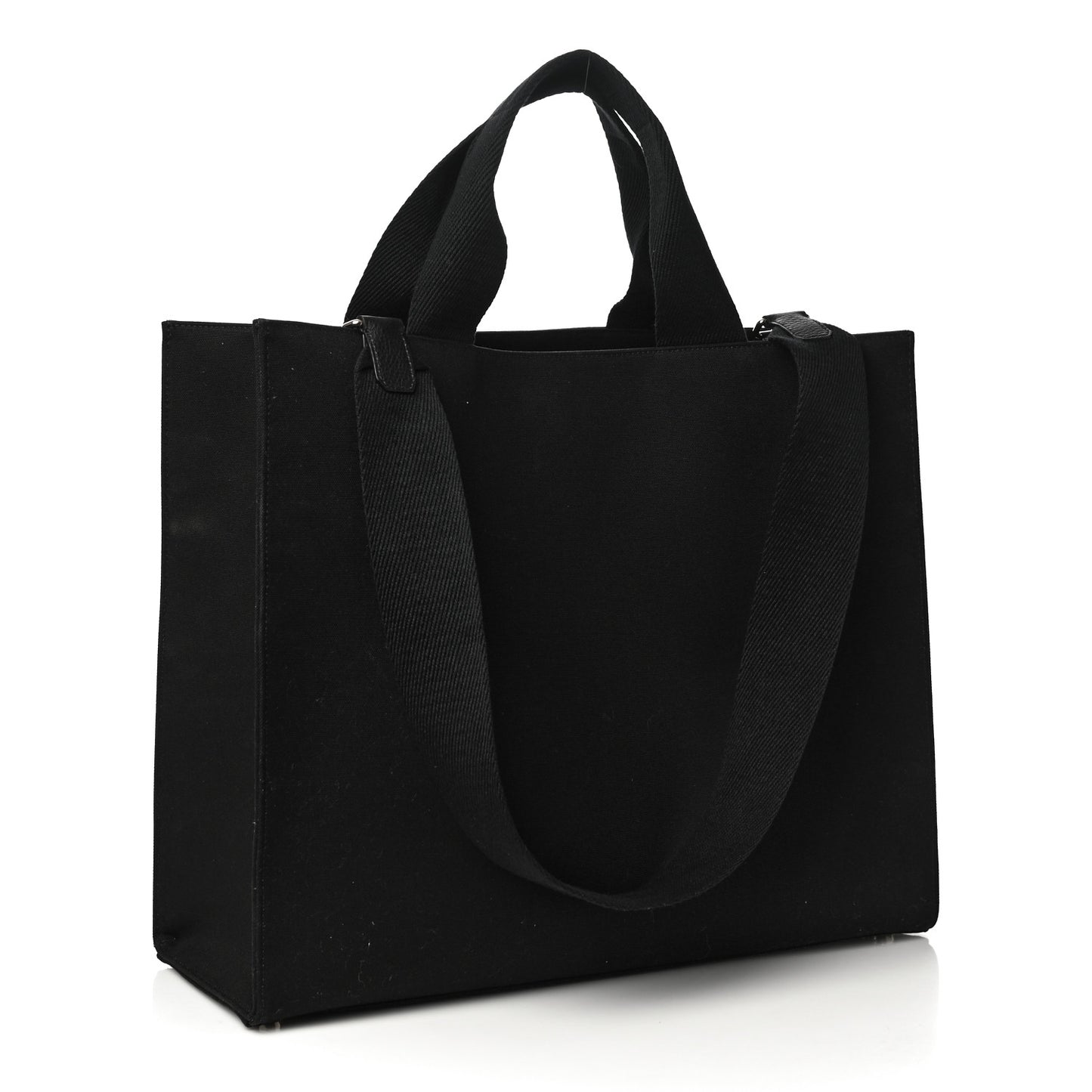 X VERSACE Canvas Fendace Logo Large Shopping Tote Black