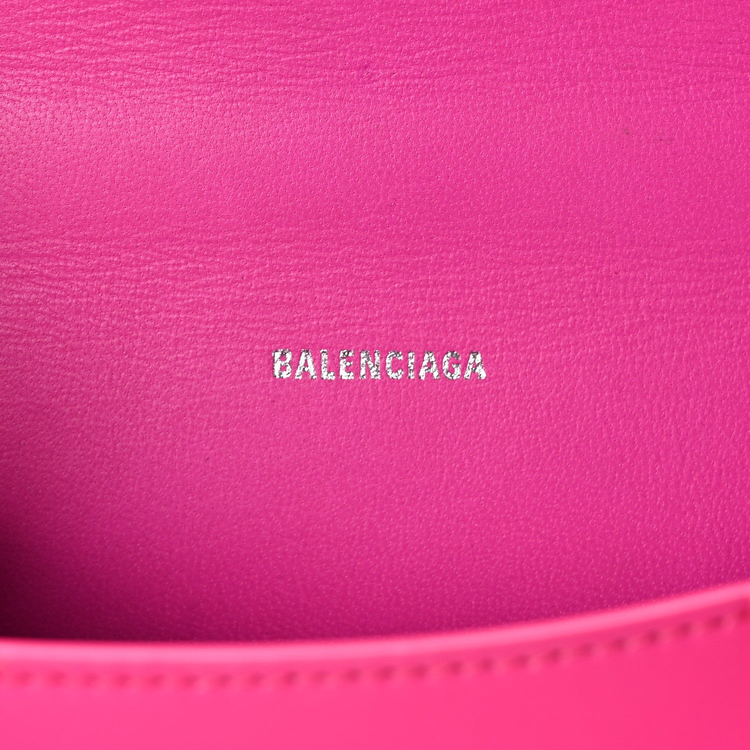 Balenciaga Shiny Box Calfskin Tonal B Hourglass Top Handle Bag XS Fuchsia 6 of 9