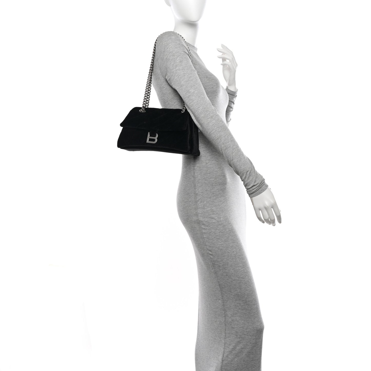Velvet Quilted Small Crush Chain Bag Black