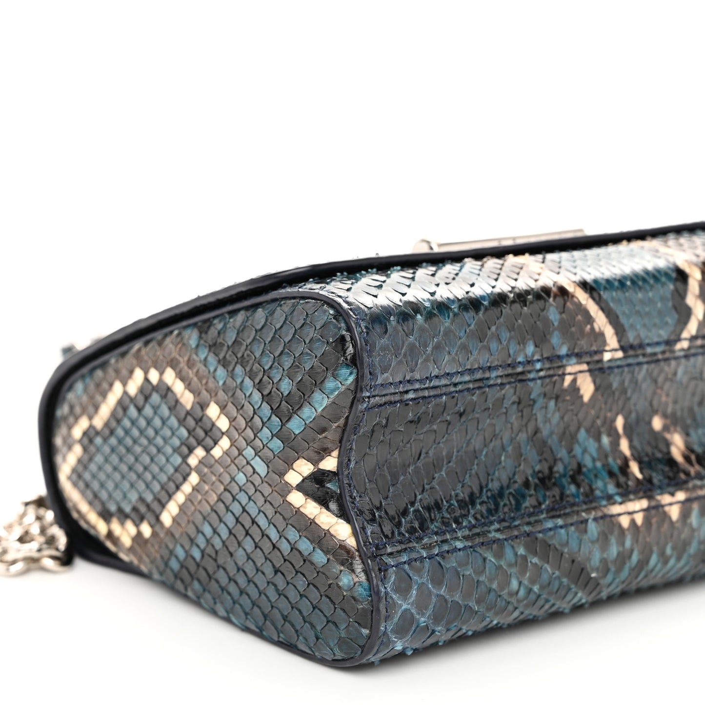 Snakeskin Twist Shoulder Bag PM Blue Multicolor
