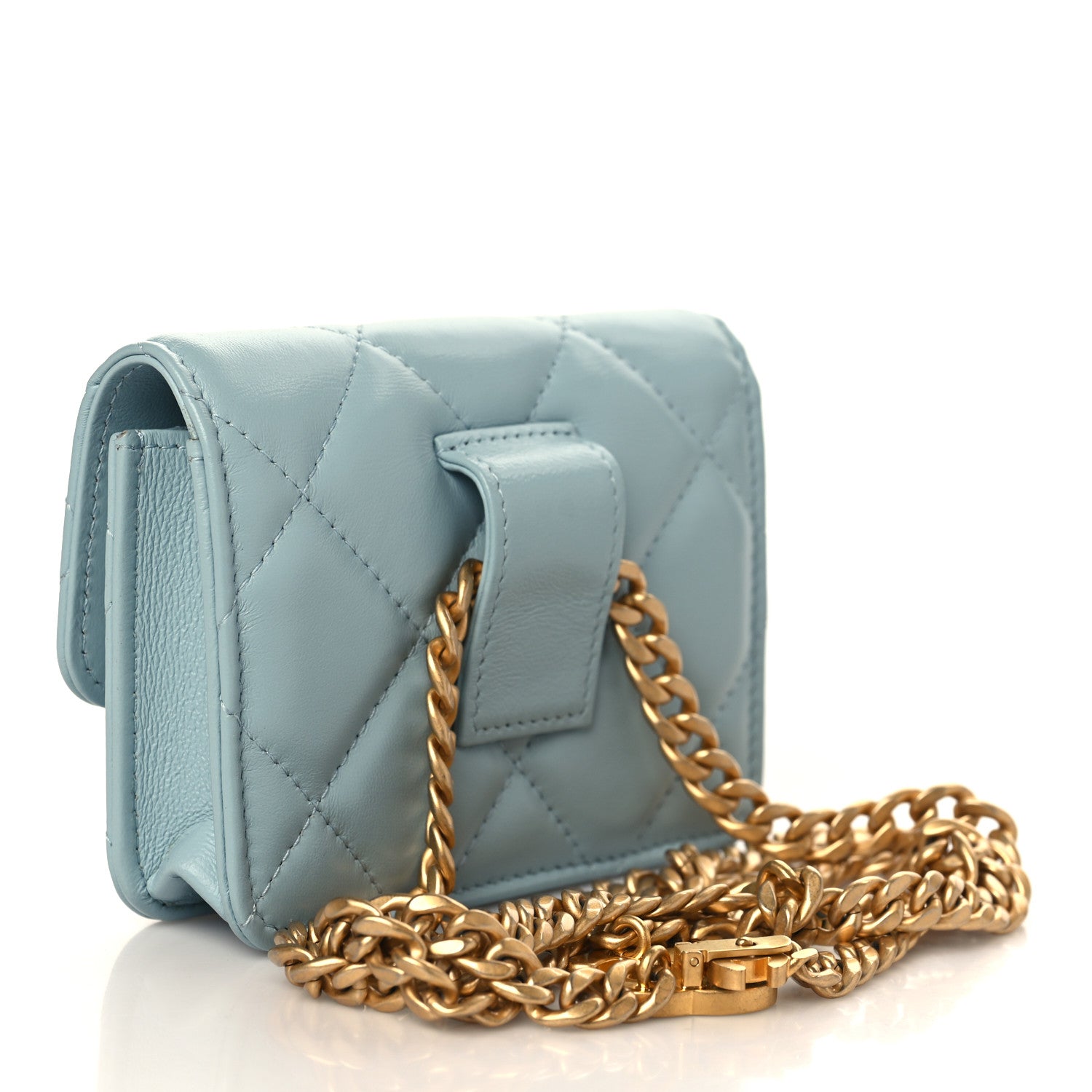 Chanel Lambskin Enamel Quilted Pending CC Flap Belt Bag Light Blue 2 of 8