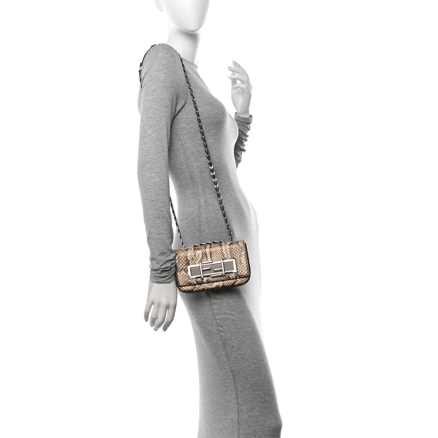 Snakeskin 3Baguette Shoulder Bag Natural Multicolor
