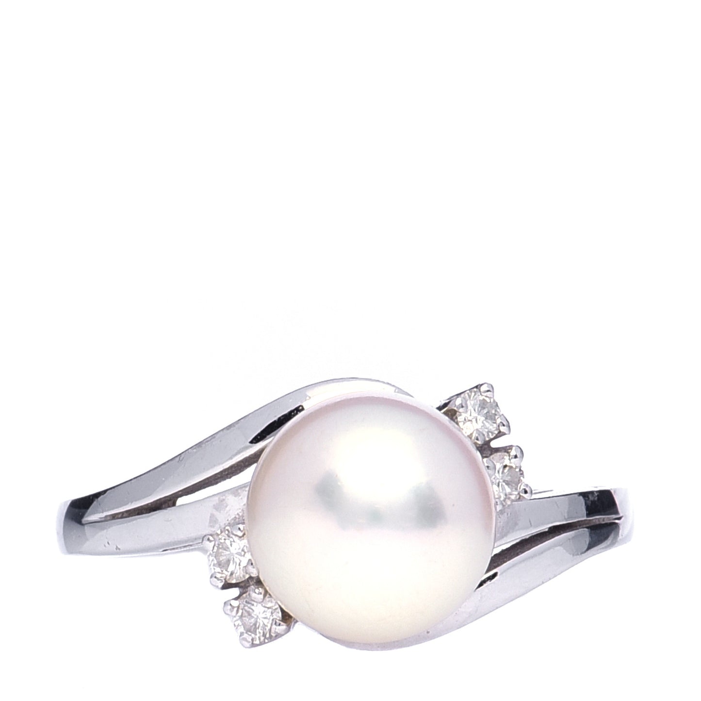 Platinum Diamond Pearl 8mm Ring 52 6
