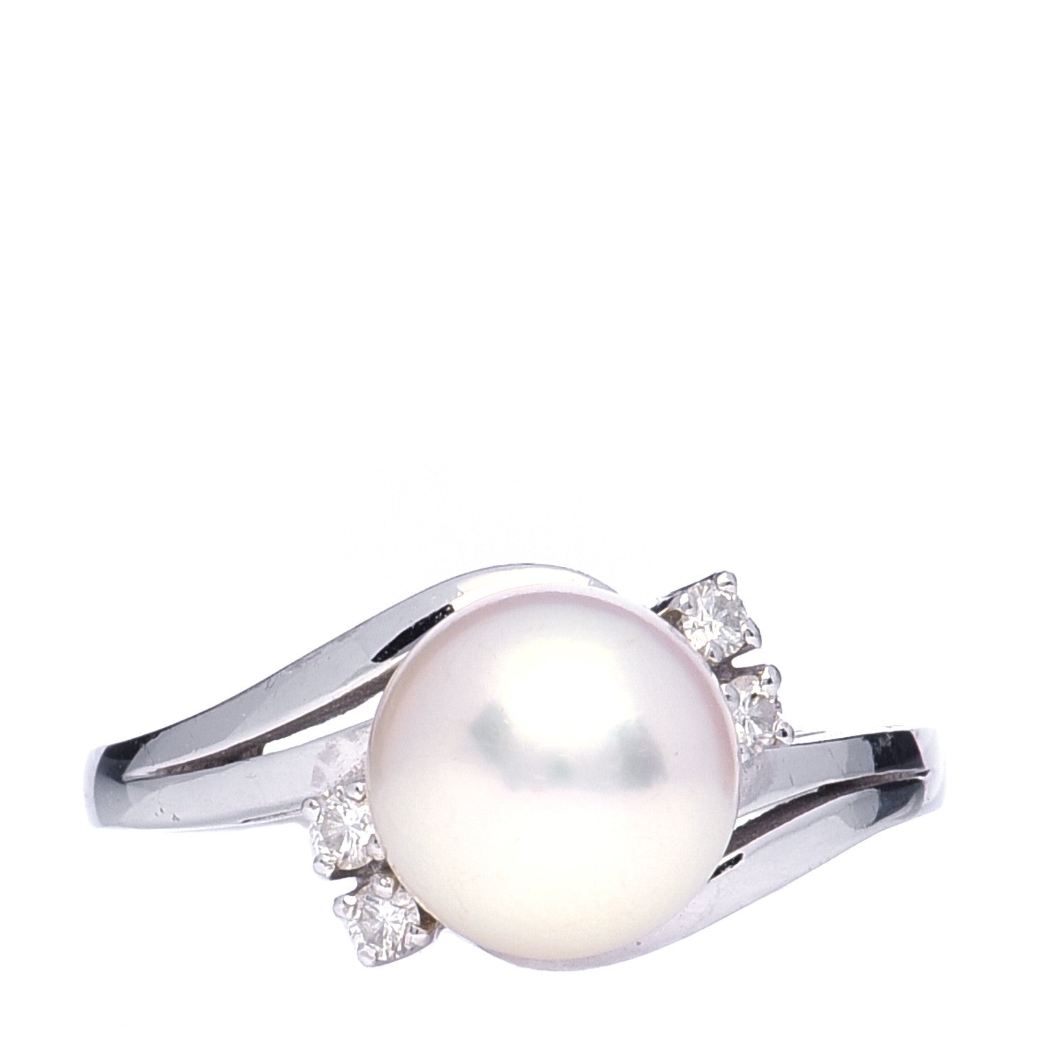 Mikimoto Platinum Diamond Pearl 8mm Ring 52 6 1 of 4