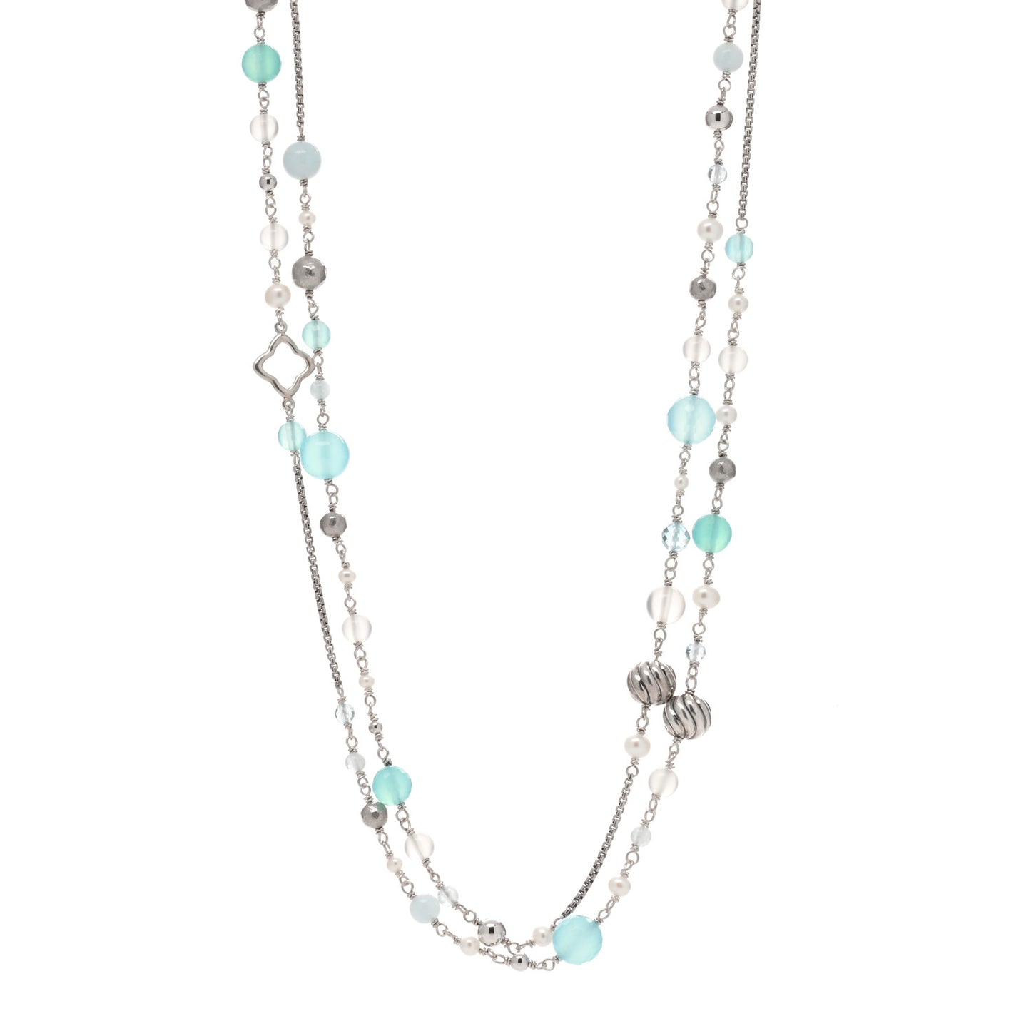 Sterling Silver Multi Gemstone Elements Station Necklace