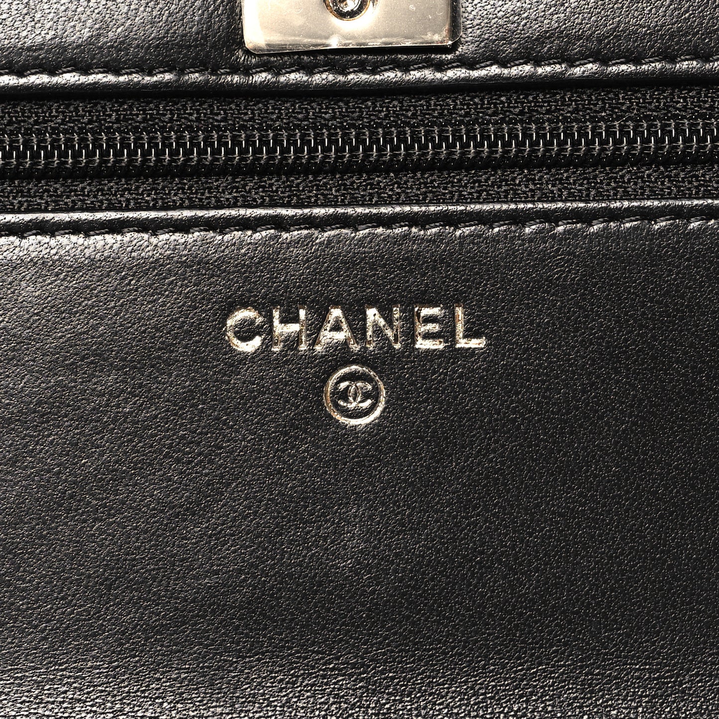 Lambskin Quilted Trendy CC Wallet On Chain WOC Black