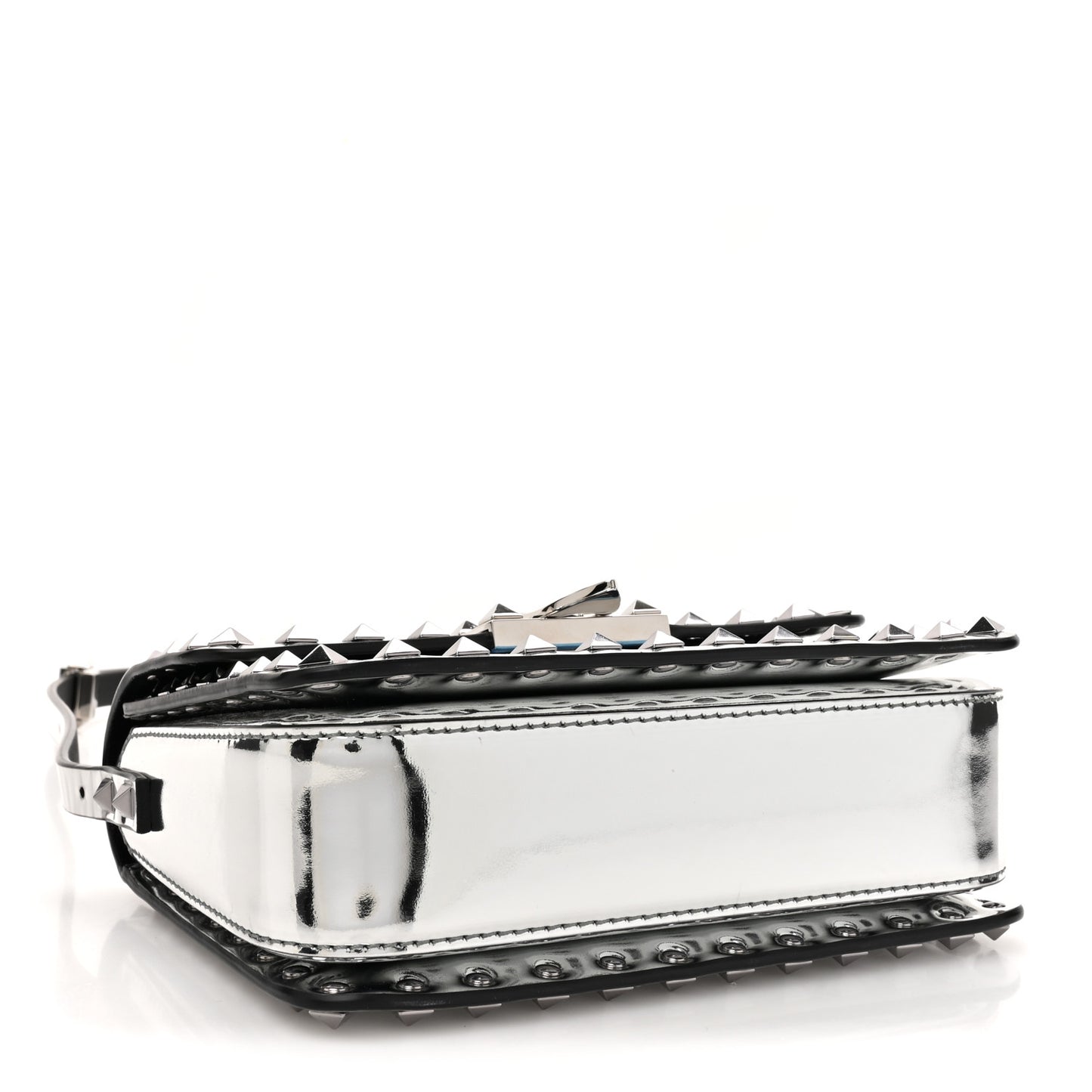 Mirror Calfskin Small Rockstud23 Shoulder Bag Silver