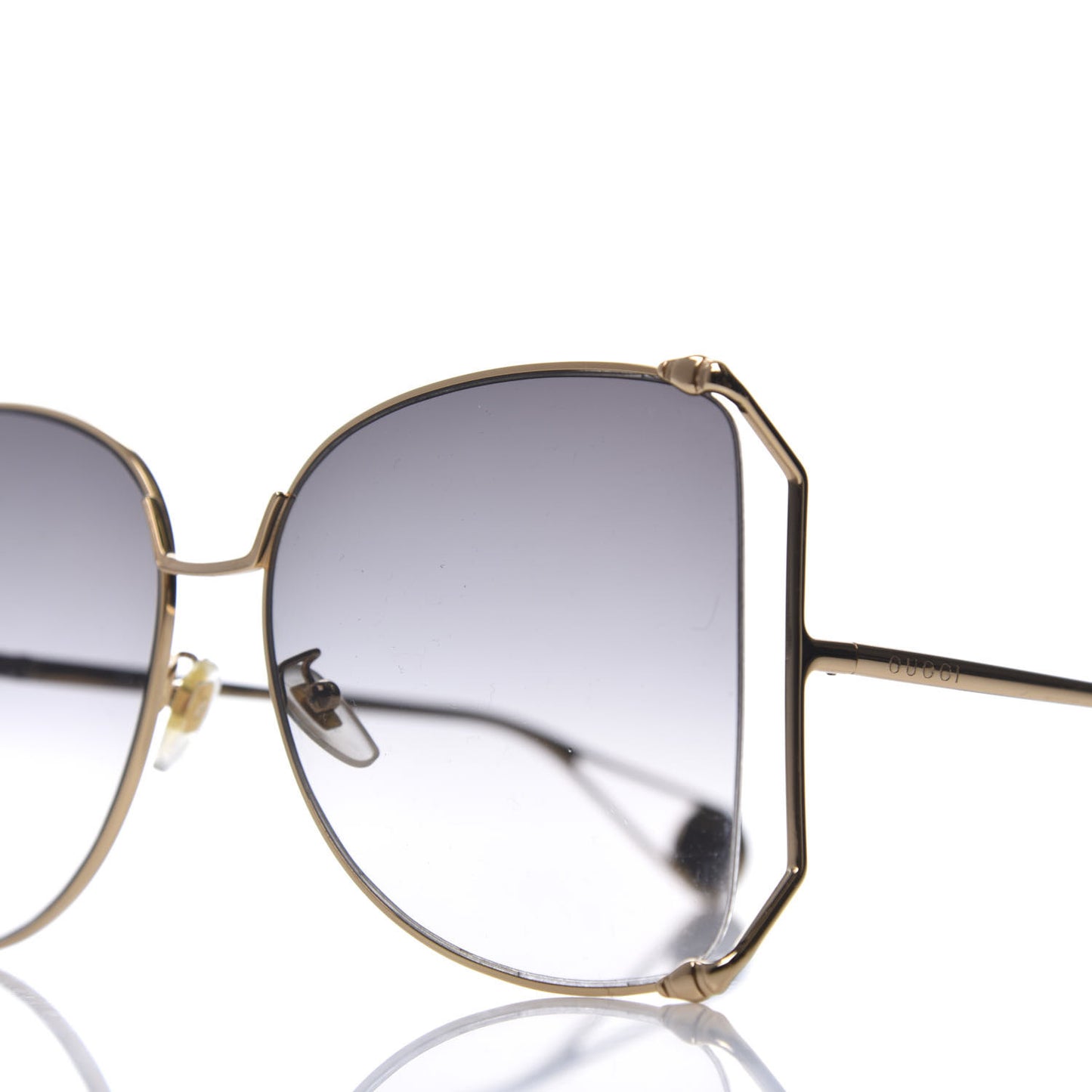 Oversized Round Sunglasses GG0252S Gold Grey