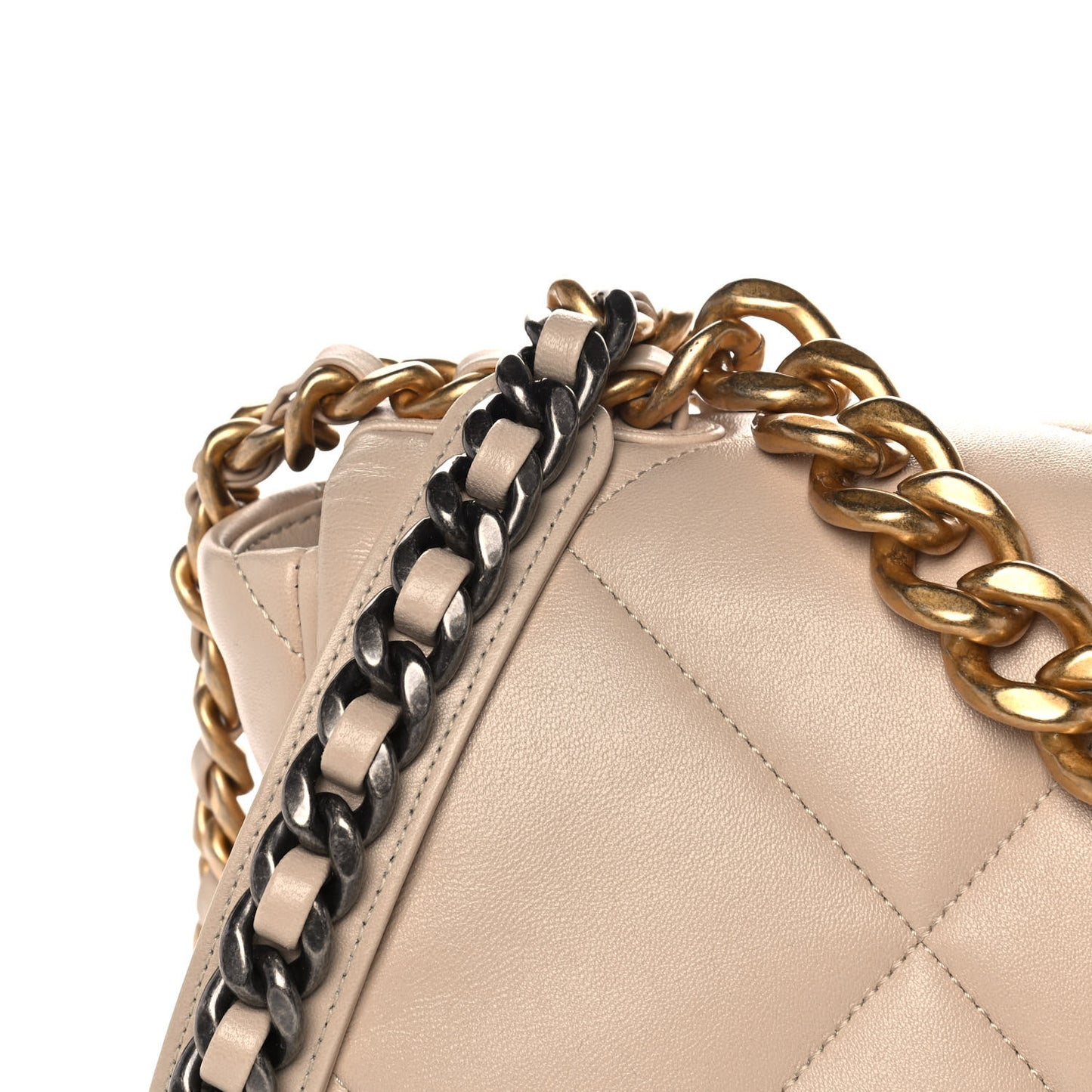 Lambskin Quilted Large Chanel 19 Flap Beige
