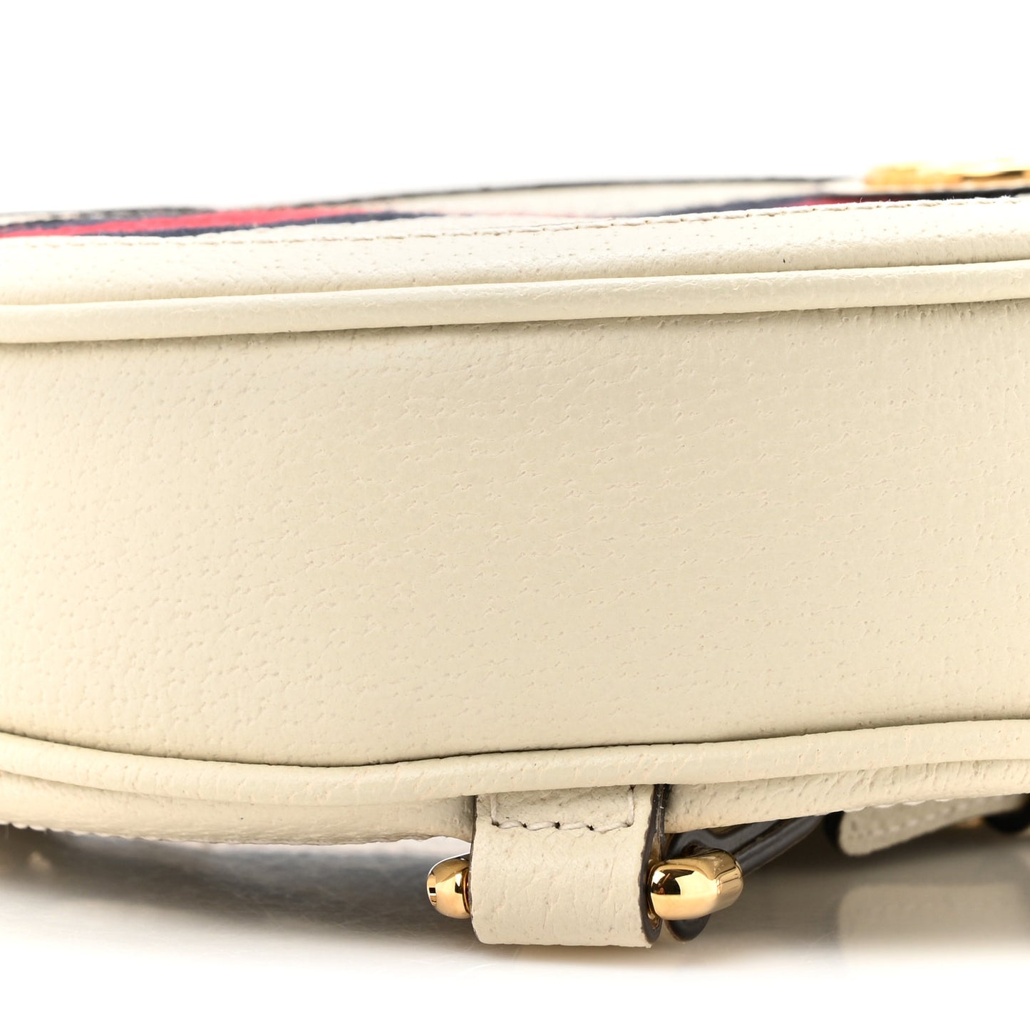 Textured Calfskin Web Mini Ophidia Round Backpack Mystic White