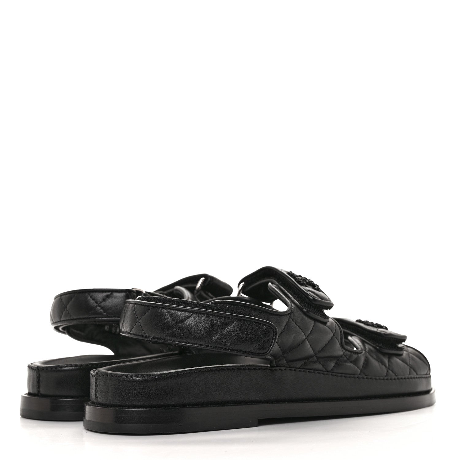 Chanel Grained Calfskin Velcro Dad Sandals 39 Black 4 of 8