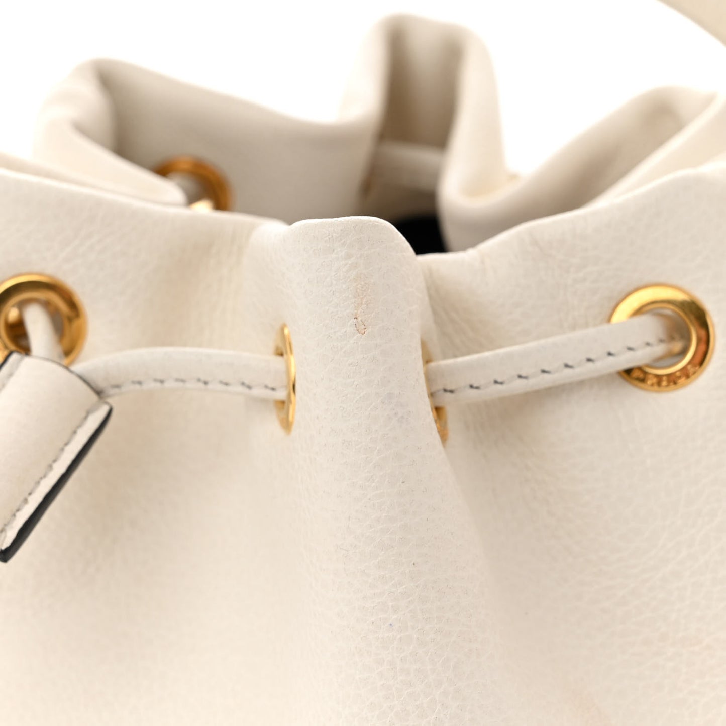 Glace Calfskin Logo Mini Bucket Crossbody Bag White