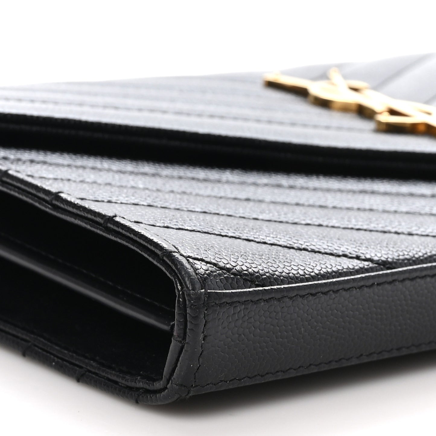 Grain De Poudre Matelasse Chevron Monogram Chain Wallet Black