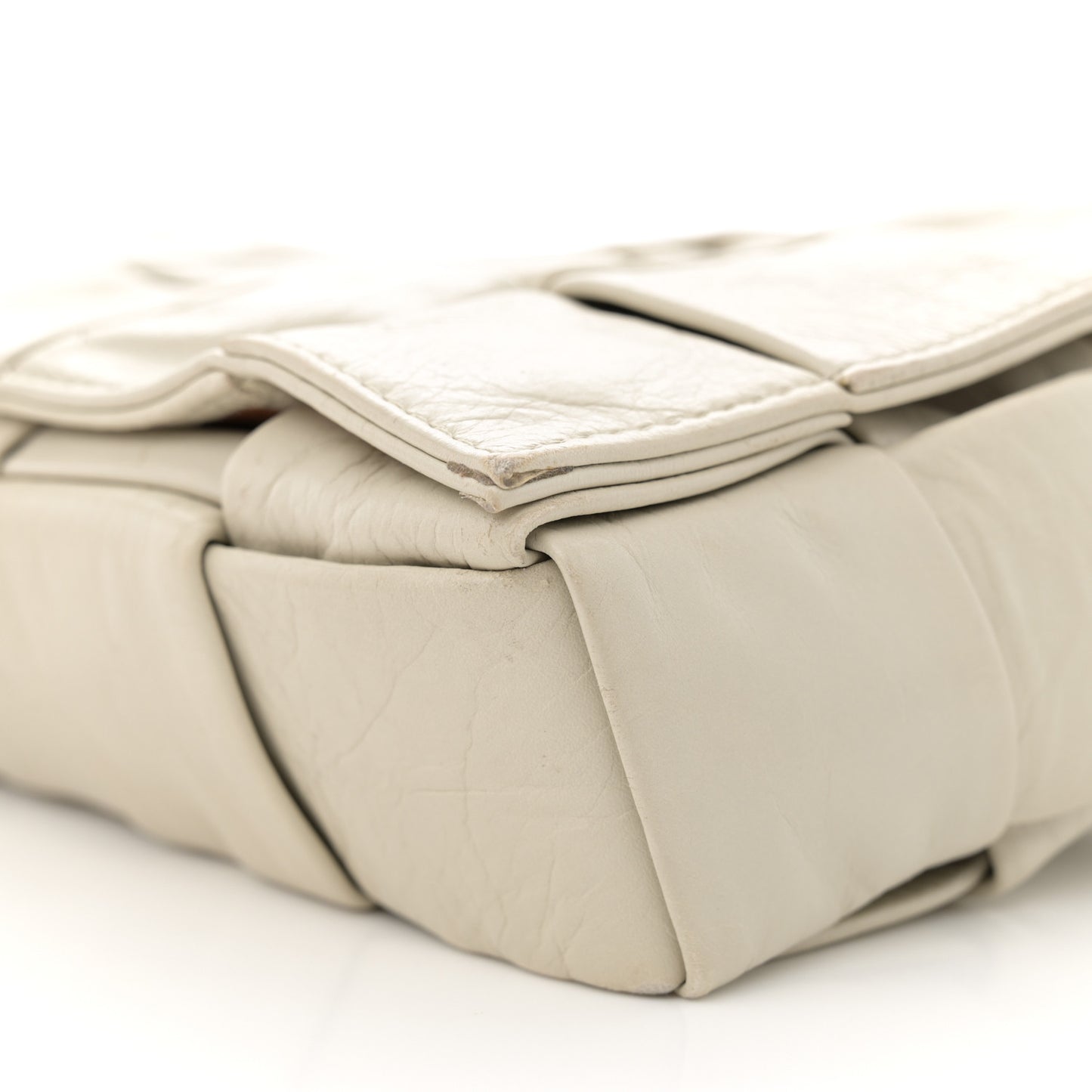 Paper Calfskin Intrecciato Stretch Cassette Belt Bag White
