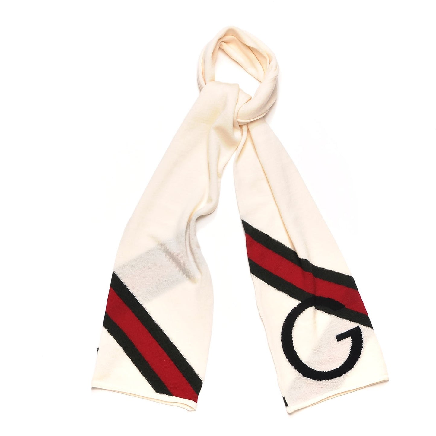 Wool Web G Scarf White