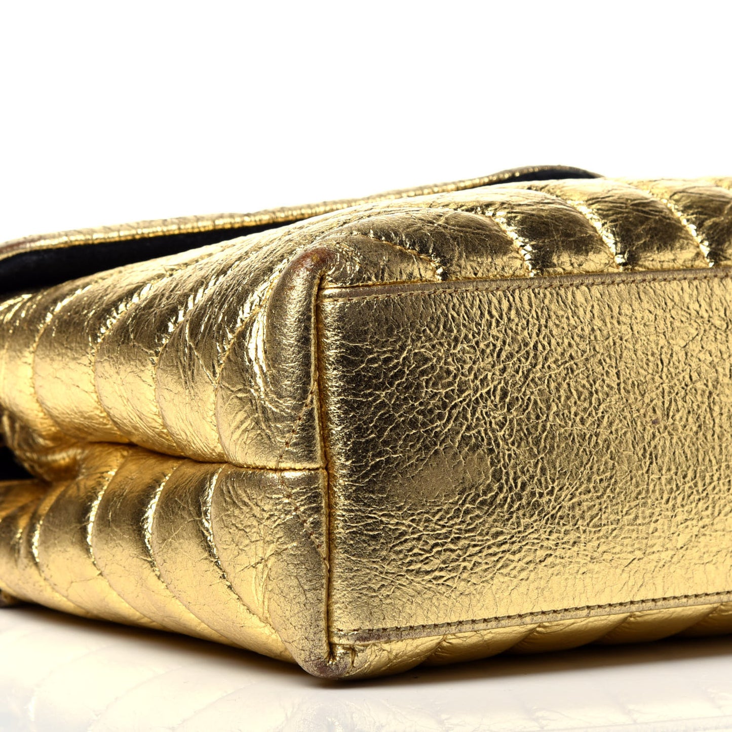 Metallic Calfskin Y Quilted Small Loulou Monogram Chain Satchel Gold