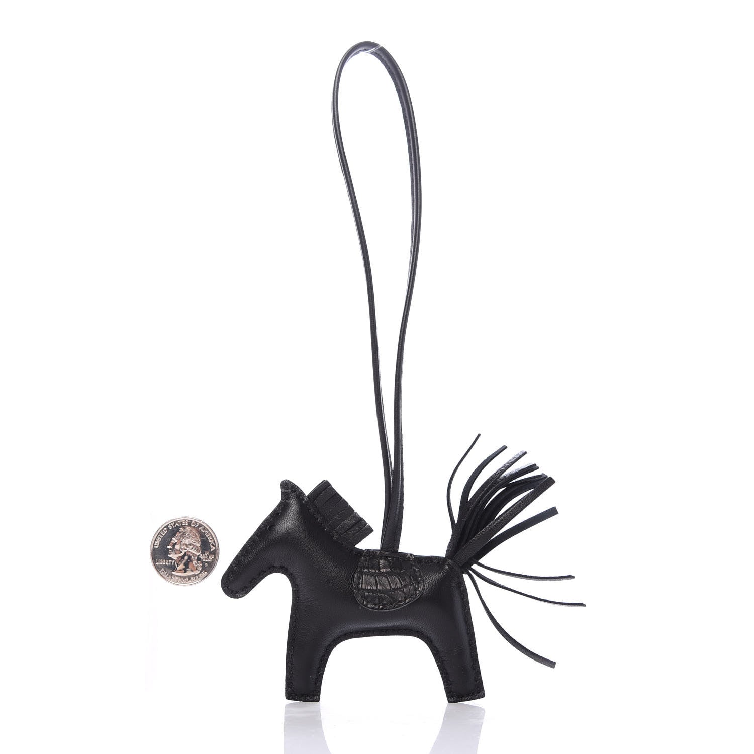Hermes Milo Lambskin Matte Alligator Touch Grigri Rodeo Horse Bag Charm PM So Black 2 of 4