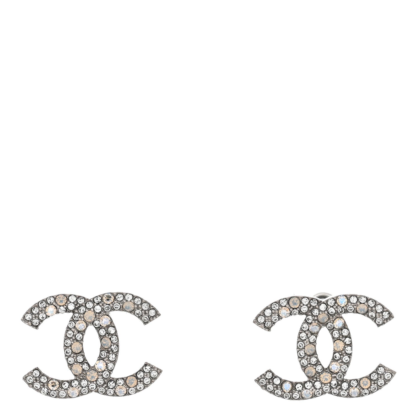 Crystal Large CC Earrings Silver