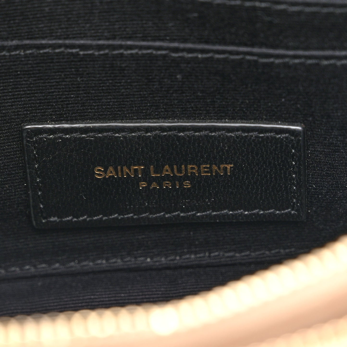 SAINT LAURENT Grained Lambskin Quilted Mini Becky Double Zip Bag Natural Tan