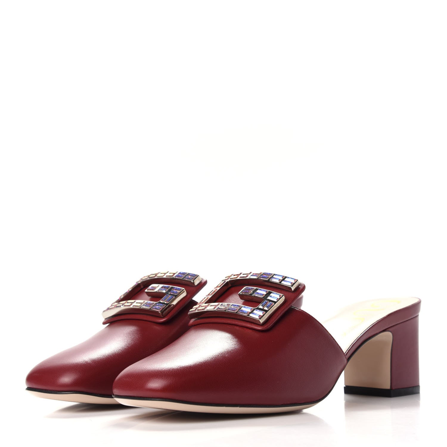 Gucci Malaga Kid Crystal Square G Madelyn Mules 38.5 Romantic Cerise 2 of 12