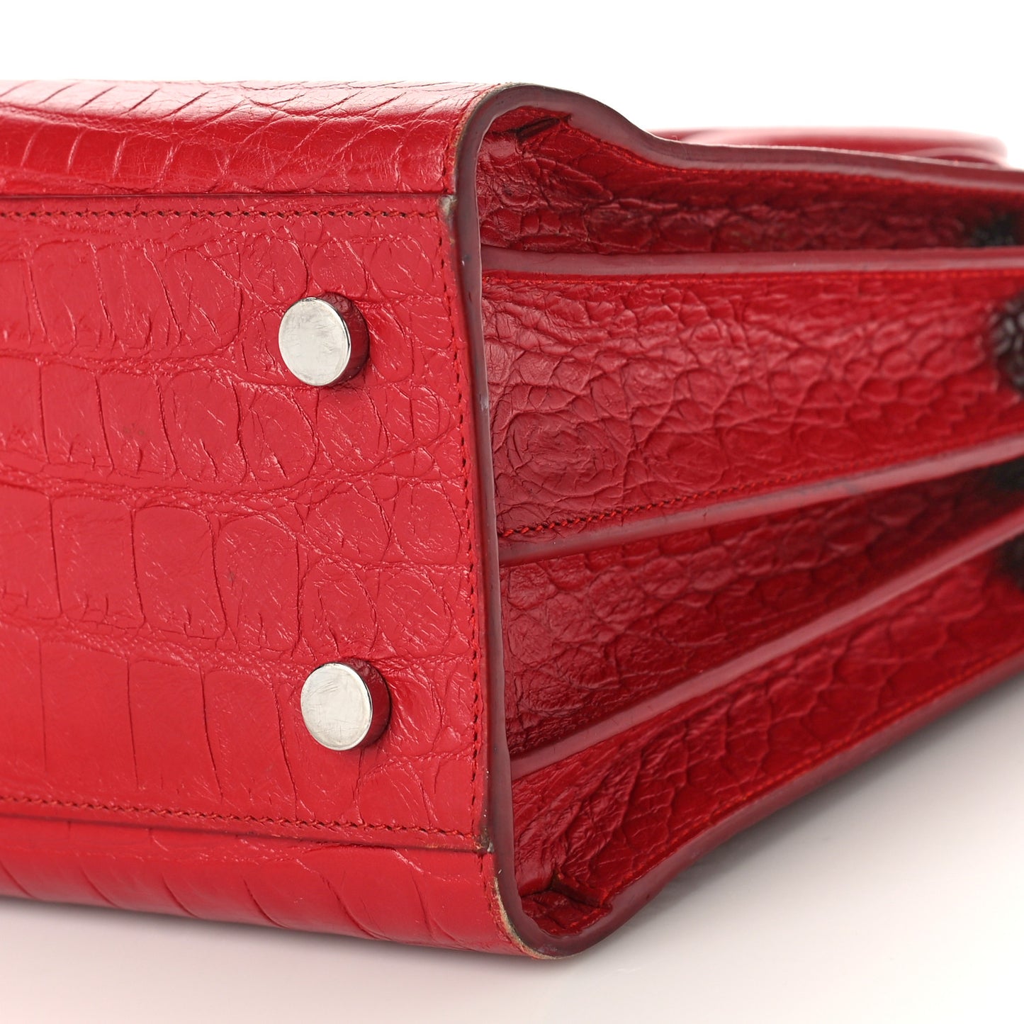 Calfskin Crocodile Embossed Baby Sac De Jour Red