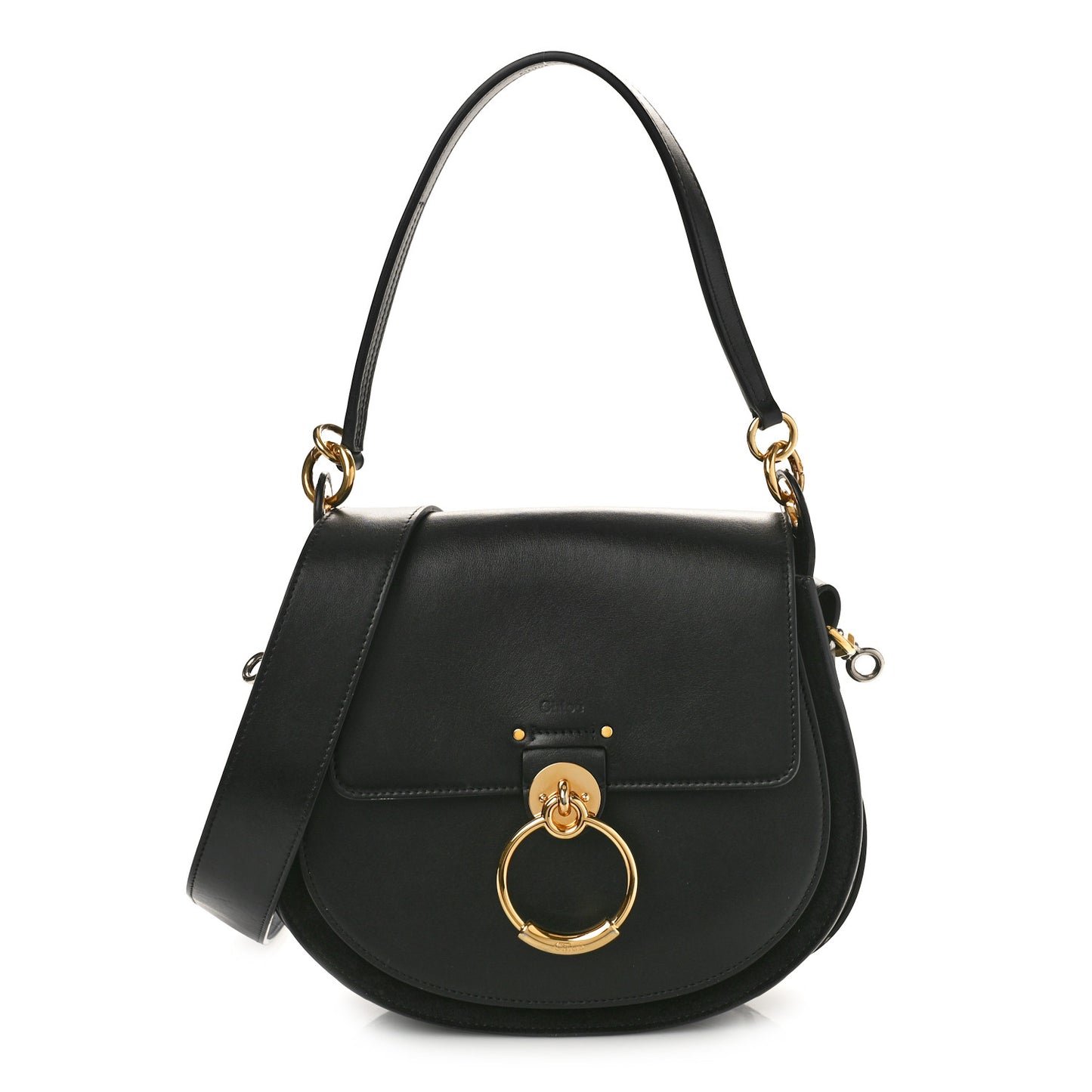 Calfskin Suede Large Tess Bag Black