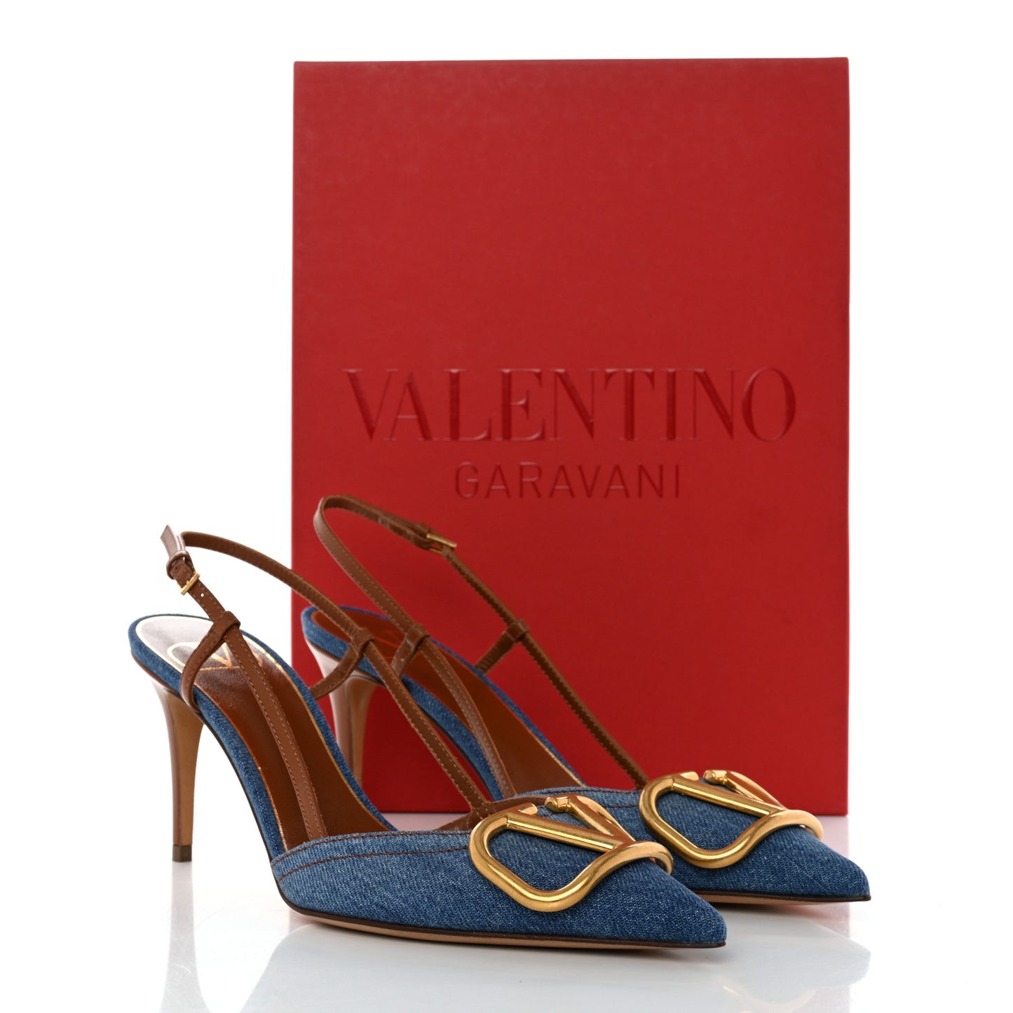 Denim Vlogo Slingback 80mm Pumps 36 Denim Selleria