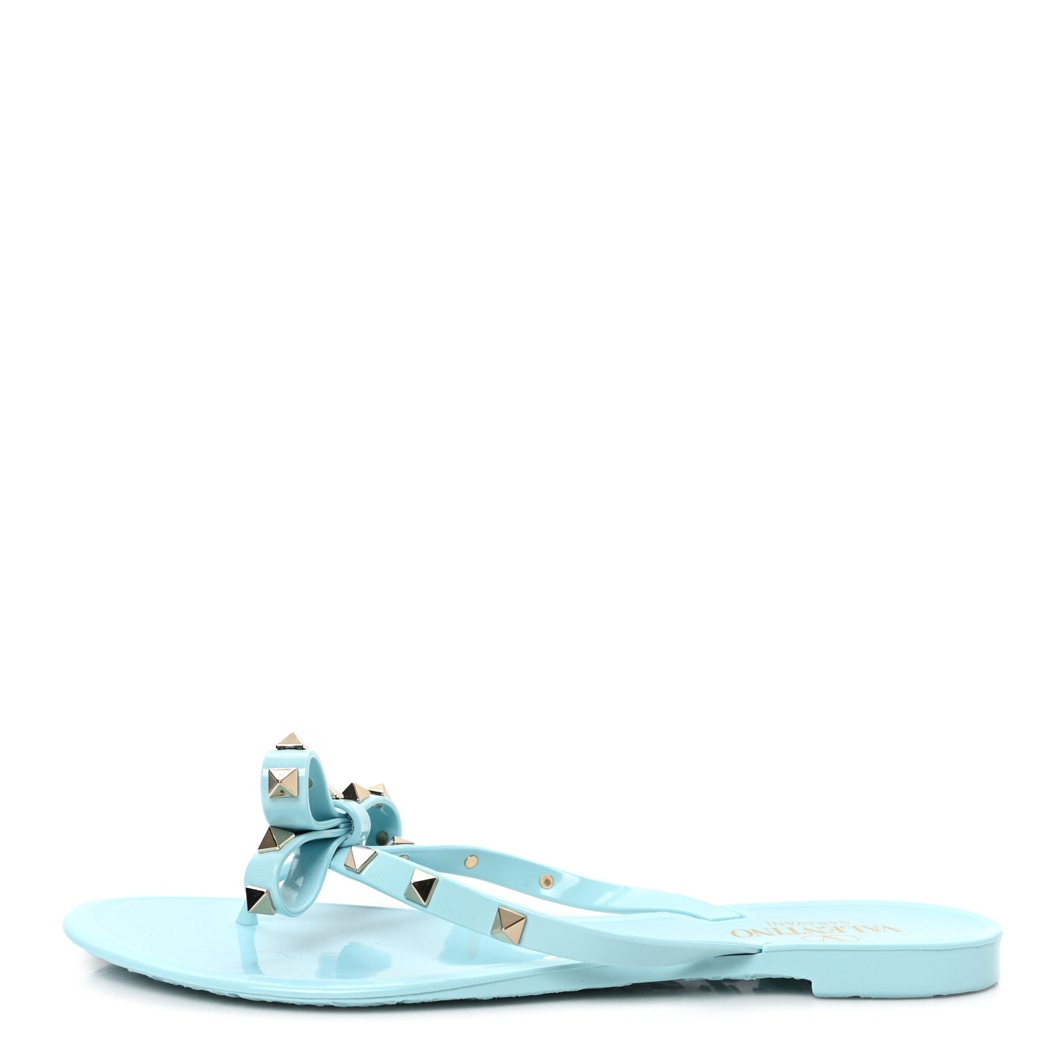 Valentino Garavani PVC Jelly Rockstud Bow Thong Sandals 41 Light