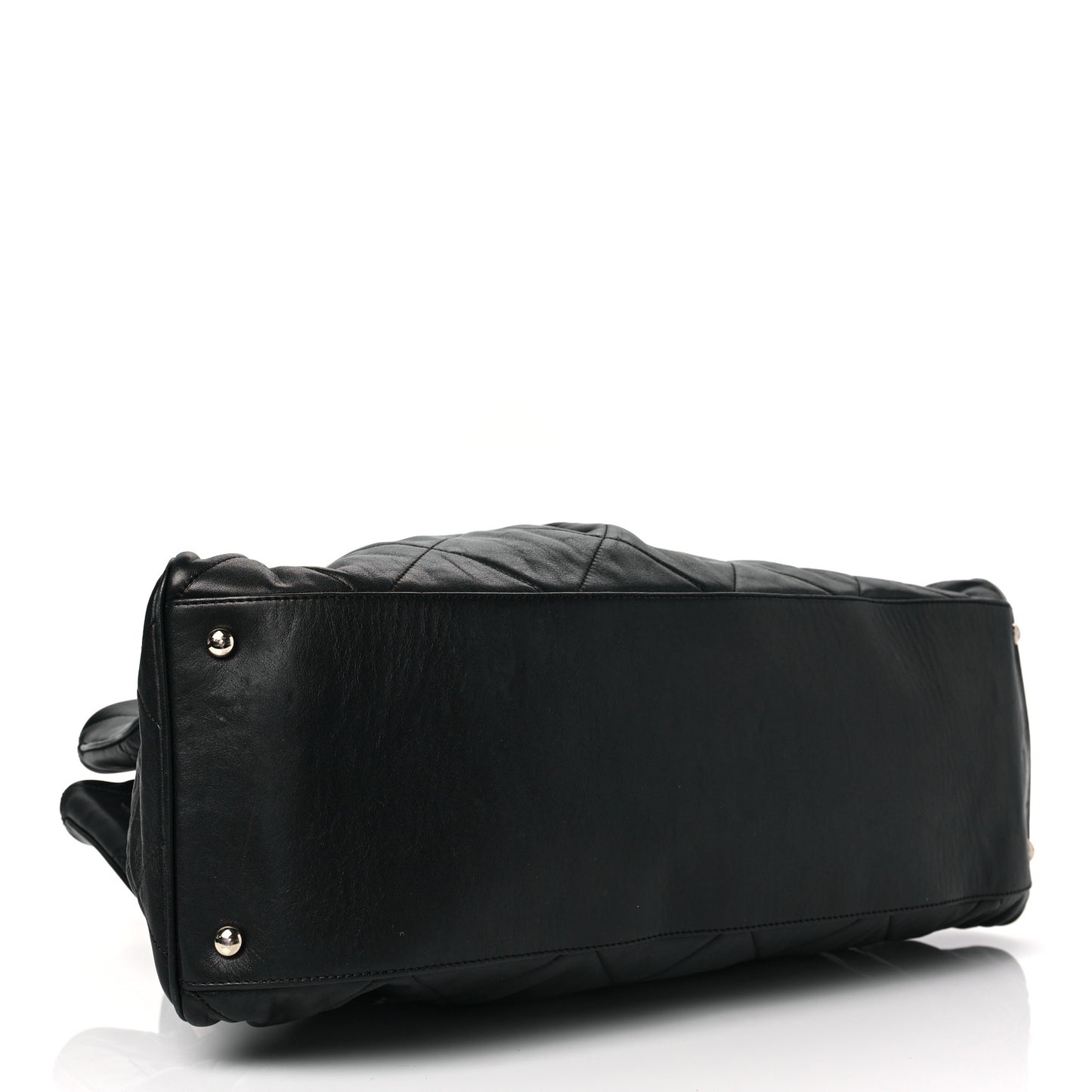 Lambskin Quilted Mademoiselle Lock Tote Black