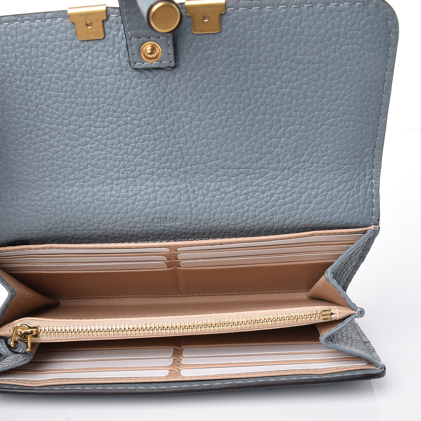 Calfskin Marcie Continental Flap Wallet Cloudy Blue