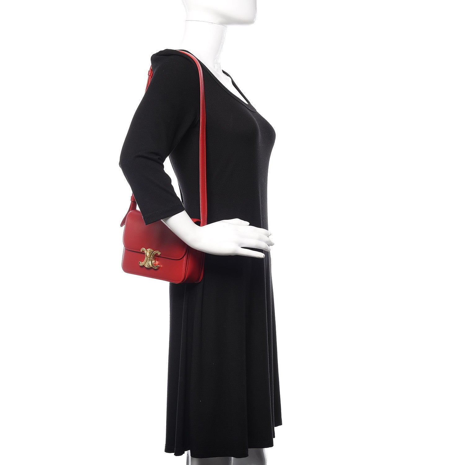 Celine Shiny Calfskin Teen Triomphe Red 2 of 9