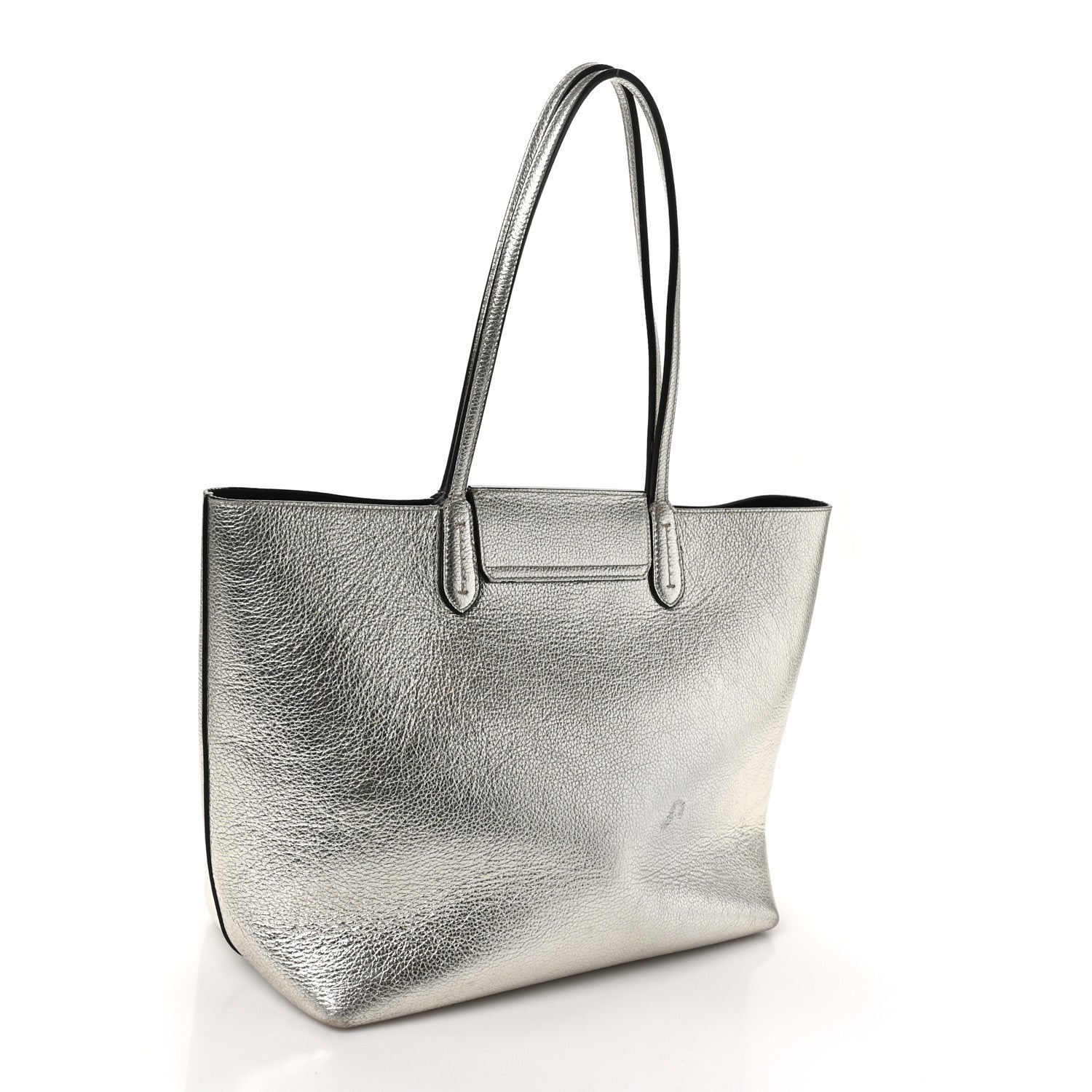 Salvatore Ferragamo Metallic Grained Calfskin Travel Tote Silver 3 of 11