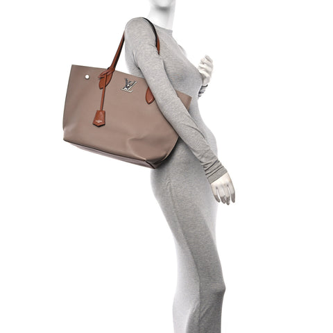 Calfskin Lockme Go Tote Vison