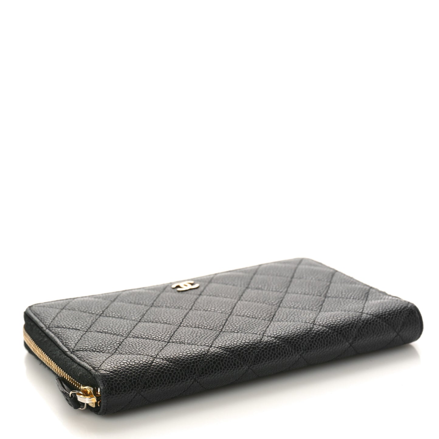 Caviar Quilted Large Zip Around Organizer Wallet Black