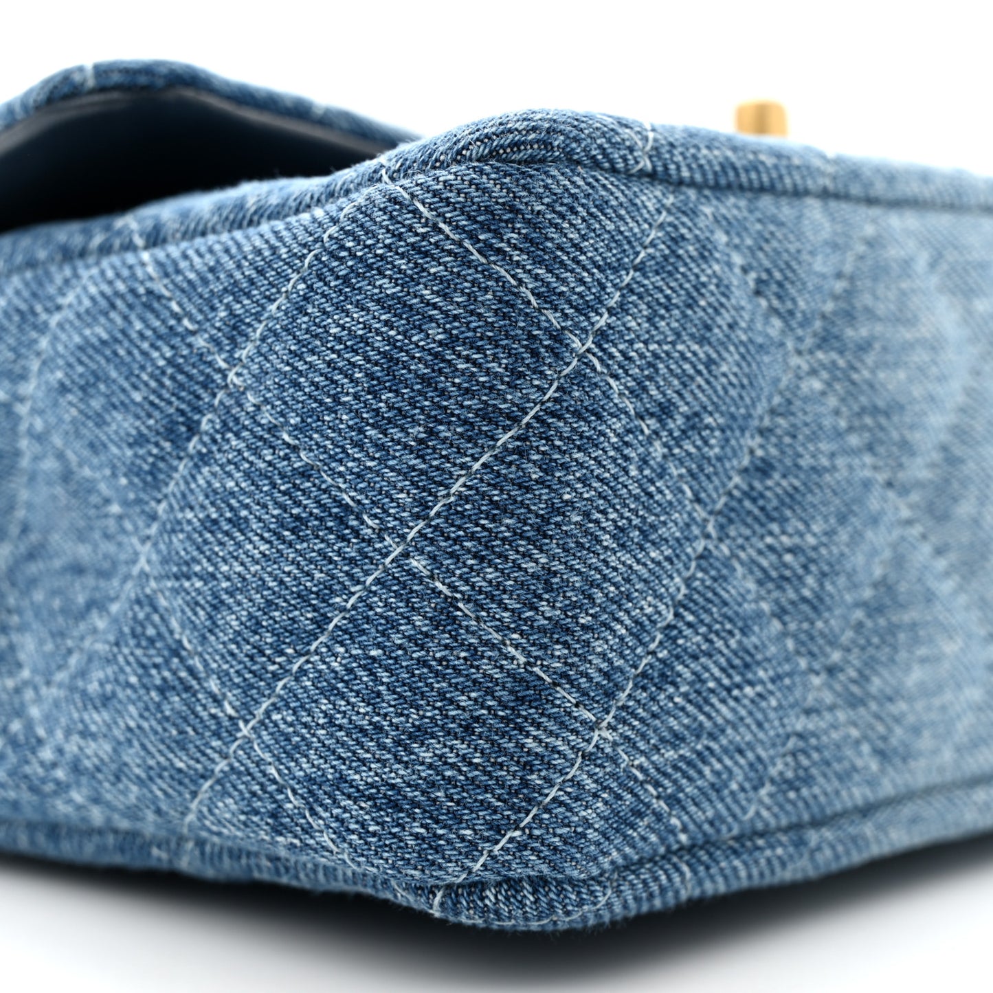 Washed Denim Quilted Mini Rectangular Flap Blue